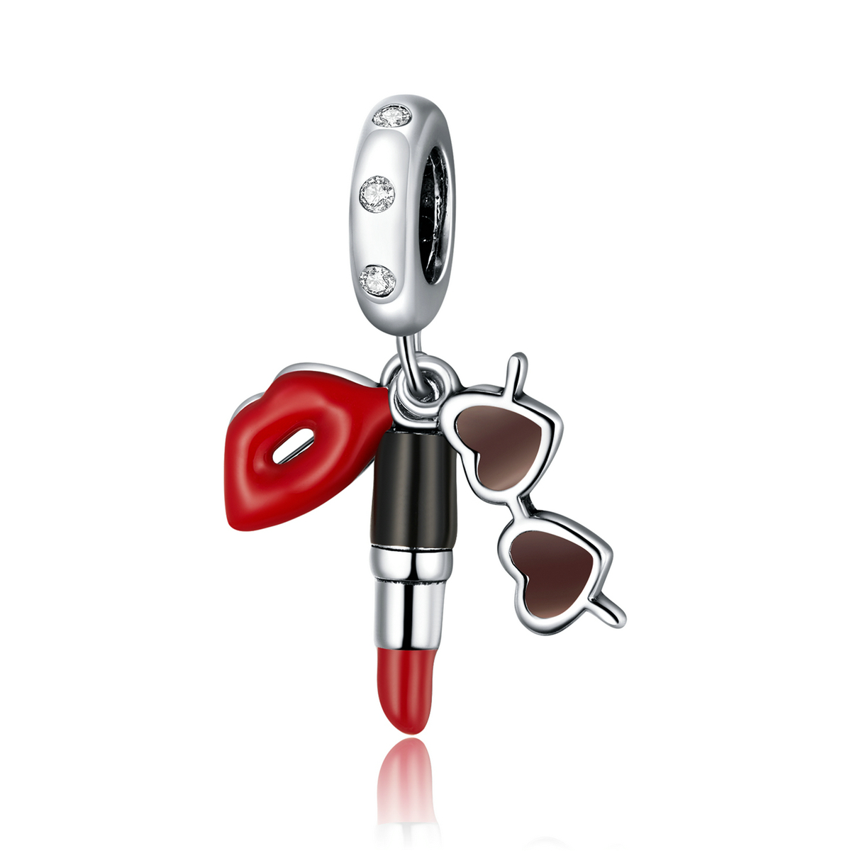 Pandora Style Lippenstift en zonnebril Hangende Bedel - BSC346 Pandora Style Lippenstift en zonnebril Hangende Bedel - BSC346