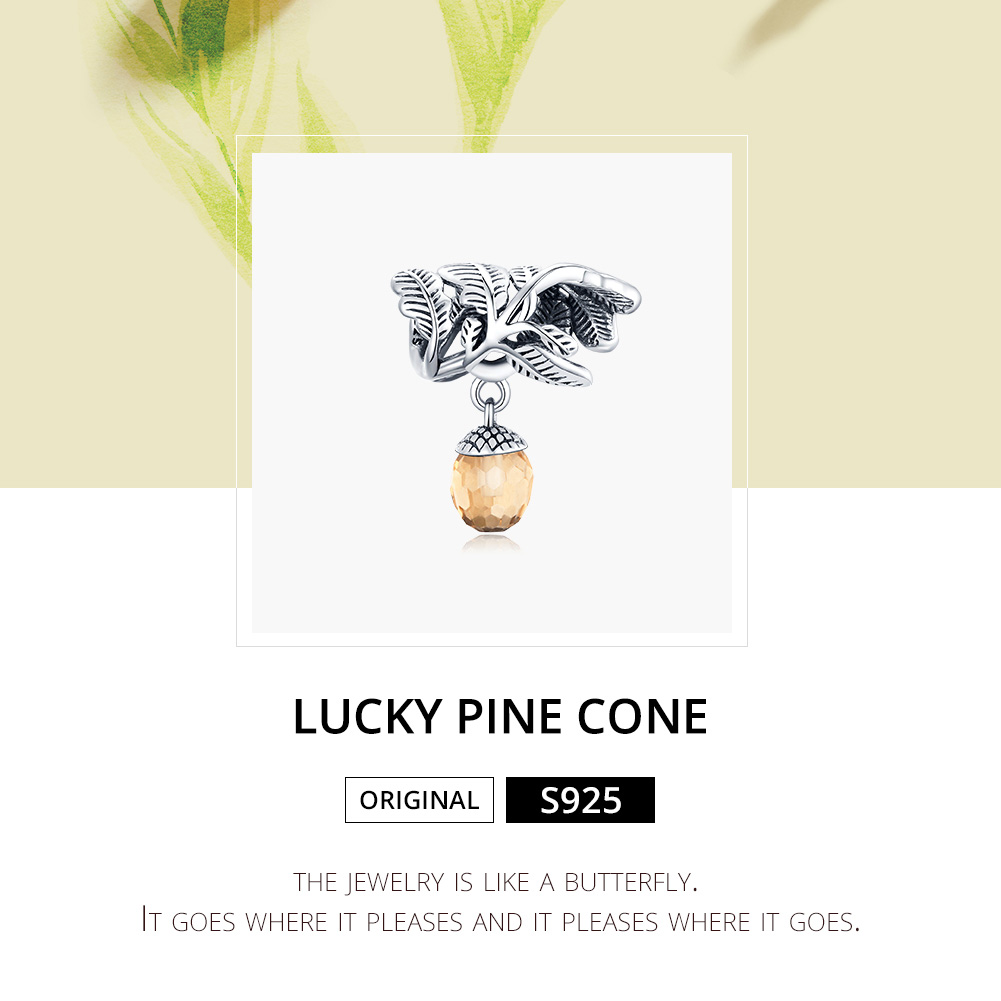 Pandora Style Lucky Dennenappel Hangende Bedel - BSC336