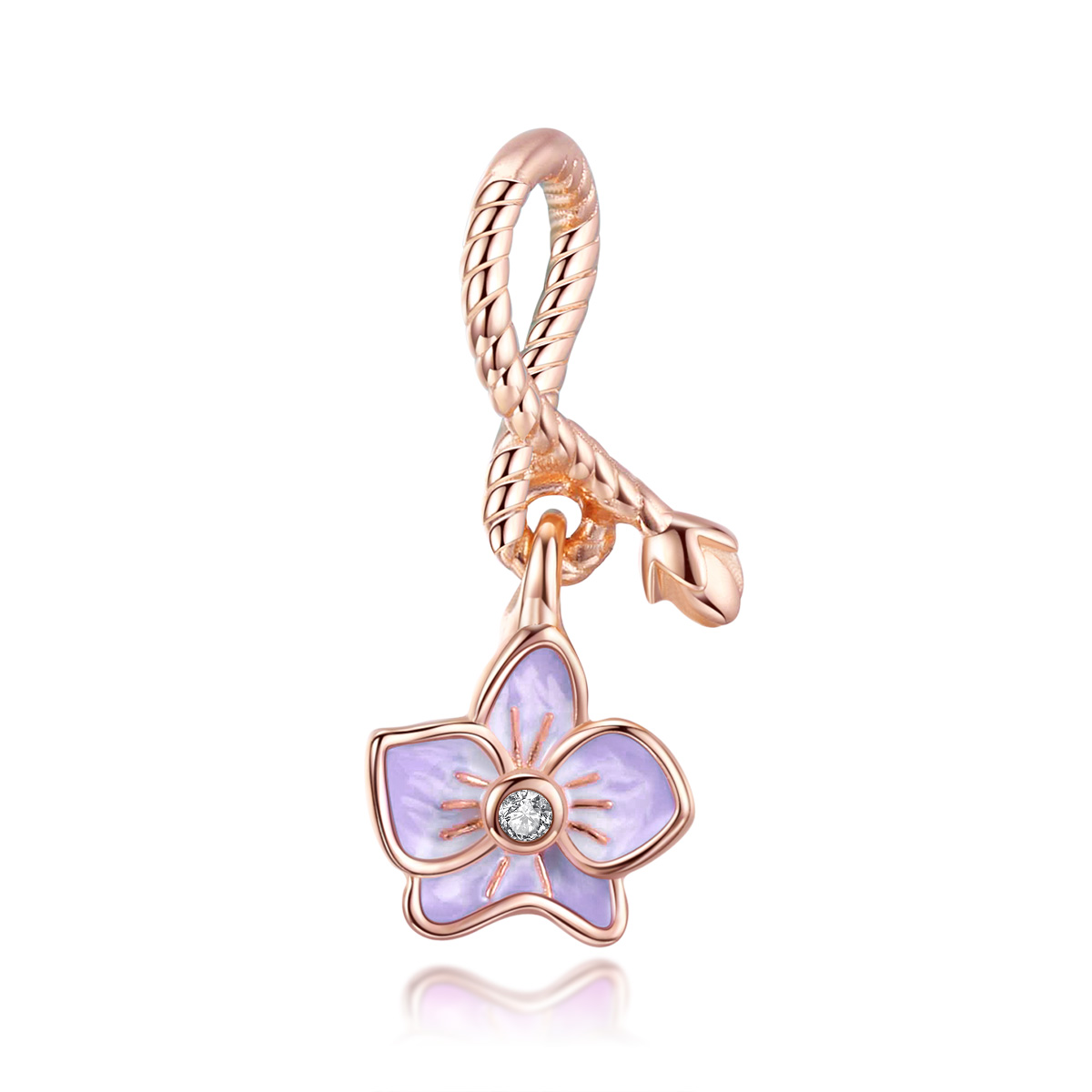 Pandora Style Rose Orchidee Hangende Bedel - BSC287