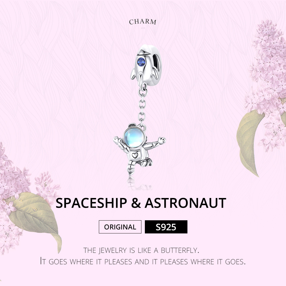 Pandora Style Ruimteschip en astronaut Hangende Bedel - SCC1695