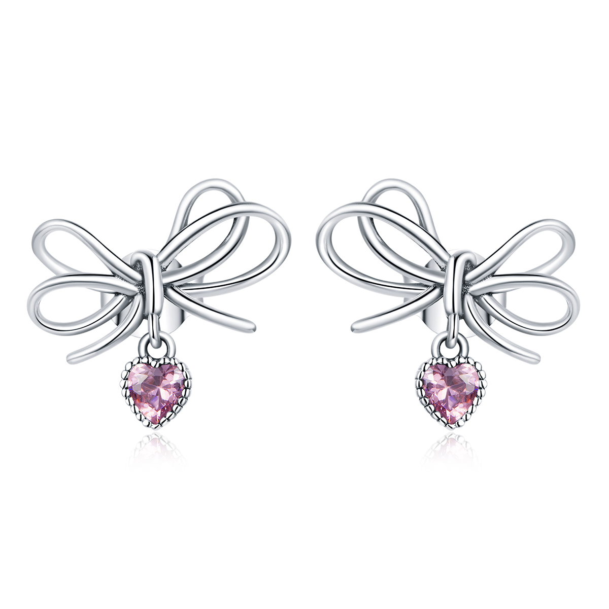 Pandora Style Cadeau met strik Oorknopjes - SCE962 Pandora Style Cadeau met strik Oorknopjes - SCE962