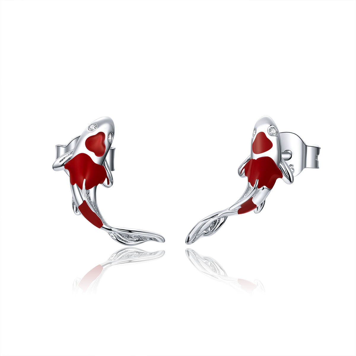 Pandora Style Gelukkige Koi Oorknopjes - SCE812 Pandora Style Gelukkige Koi Oorknopjes - SCE812
