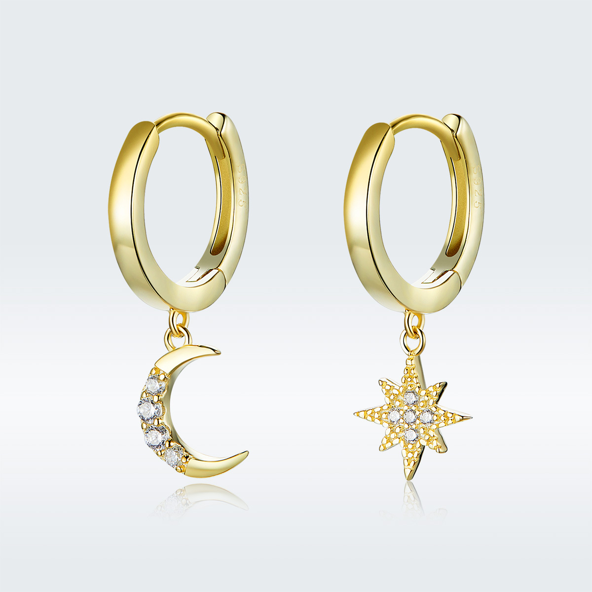 Pandora Style Maan ster Oorhangers - SCE785 Pandora Style Maan ster Oorhangers - SCE785