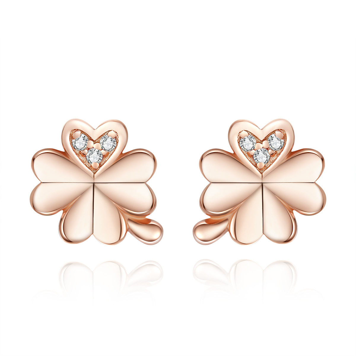 Pandora Style Rose Klaver Oorknopjes - BSE233 Pandora Style Rose Klaver Oorknopjes - BSE233