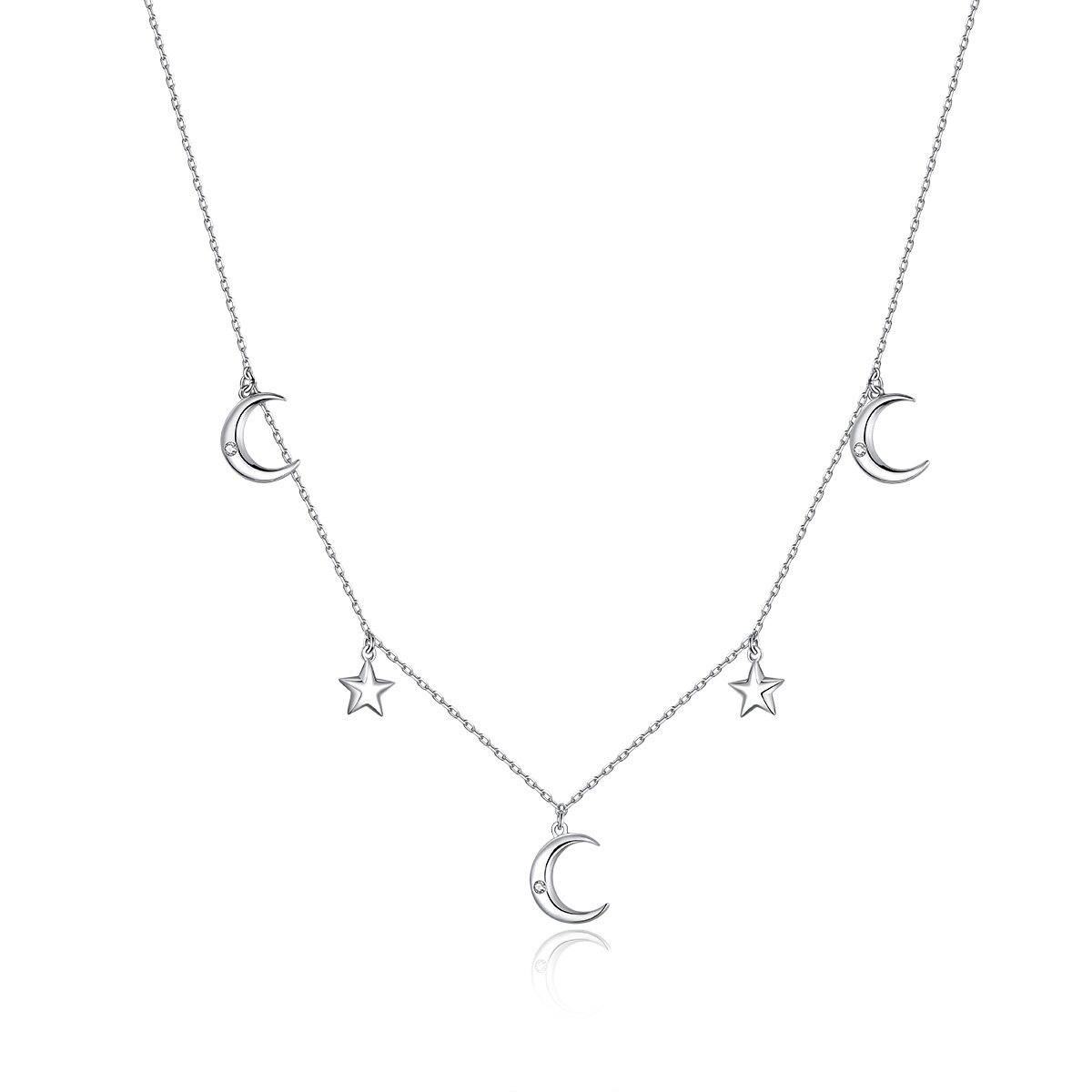 Pandora Style Maan en ster Chain Ketting - SCN411 Pandora Style Maan en ster Chain Ketting - SCN411