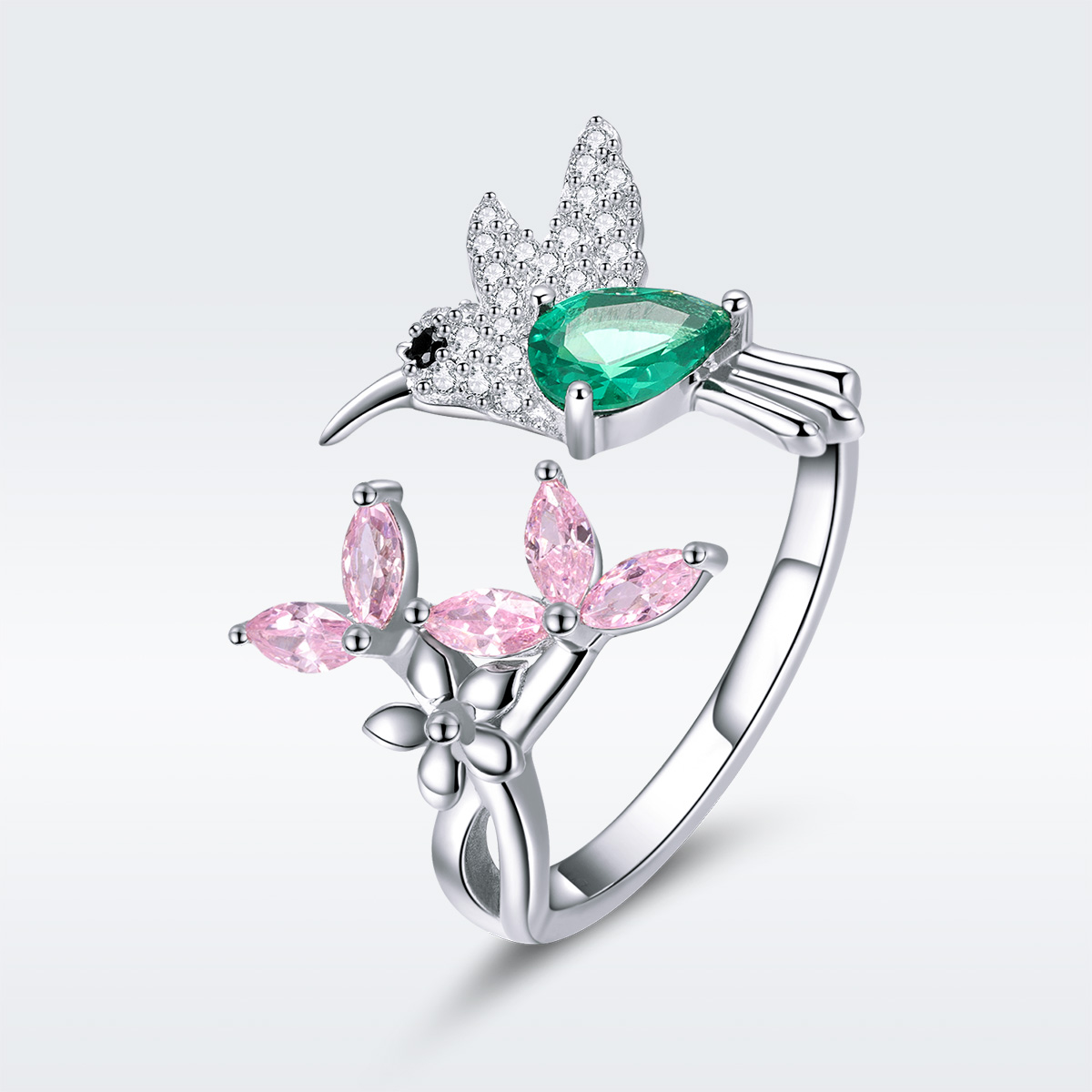 Pandora Style Geschenk van kolibrie Open Ring - BSR016 Pandora Style Geschenk van kolibrie Open Ring - BSR016