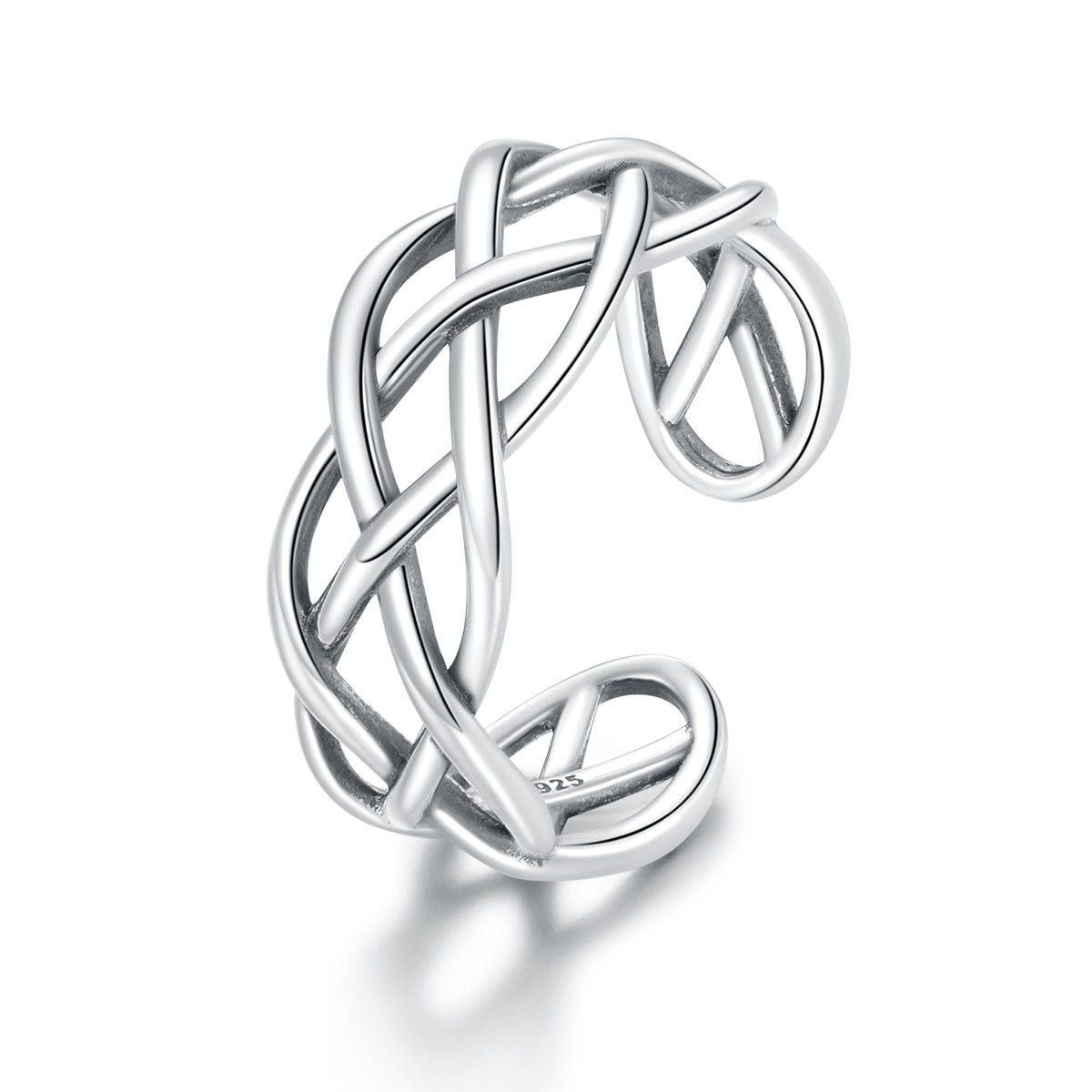 Pandora Style Geweven Textuur Open Ring - SCR675 Pandora Style Geweven Textuur Open Ring - SCR675