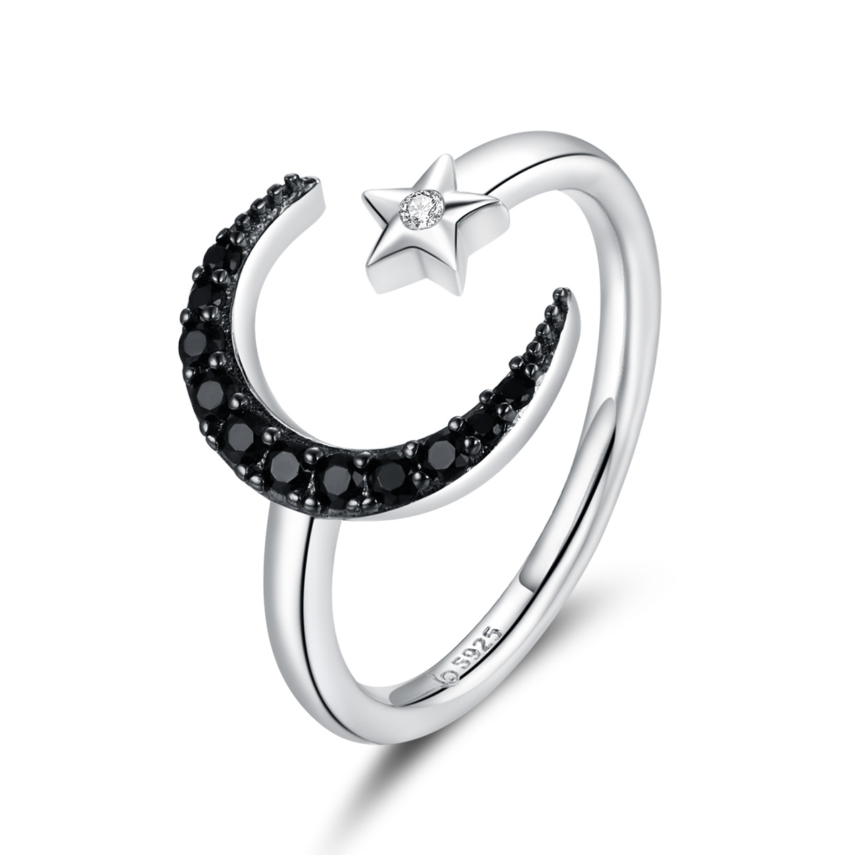 Pandora Style Mysterieuze maan en ster Open Ring - BSR137 Pandora Style Mysterieuze maan en ster Open Ring - BSR137