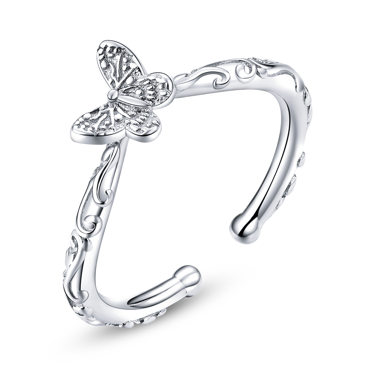 Pandora Style Vintage patroon vlinder Open Ring - SCR634
