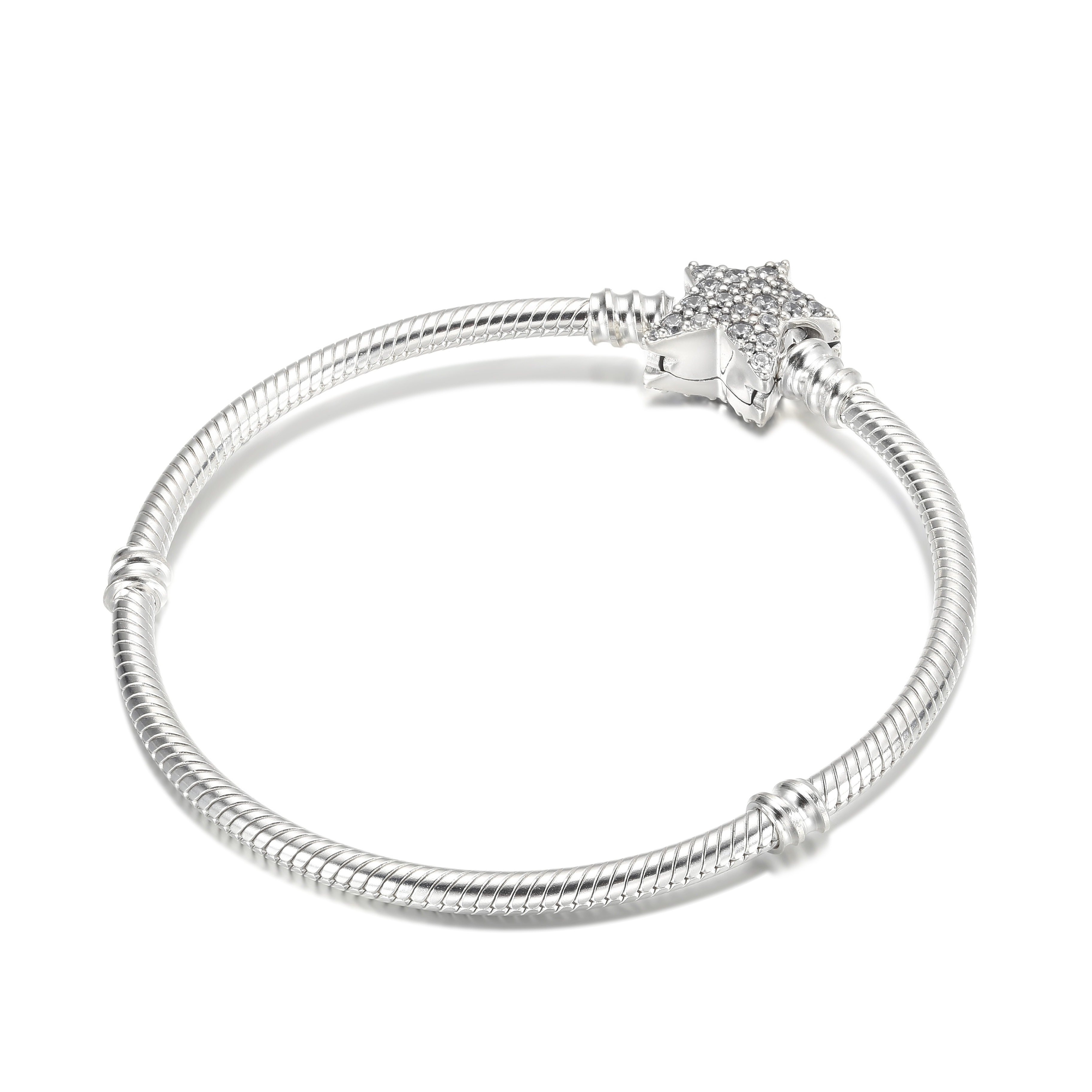 Pandora Moments Snake Chain Armband met Asymmetrische Ster Sluiting - 599639C01