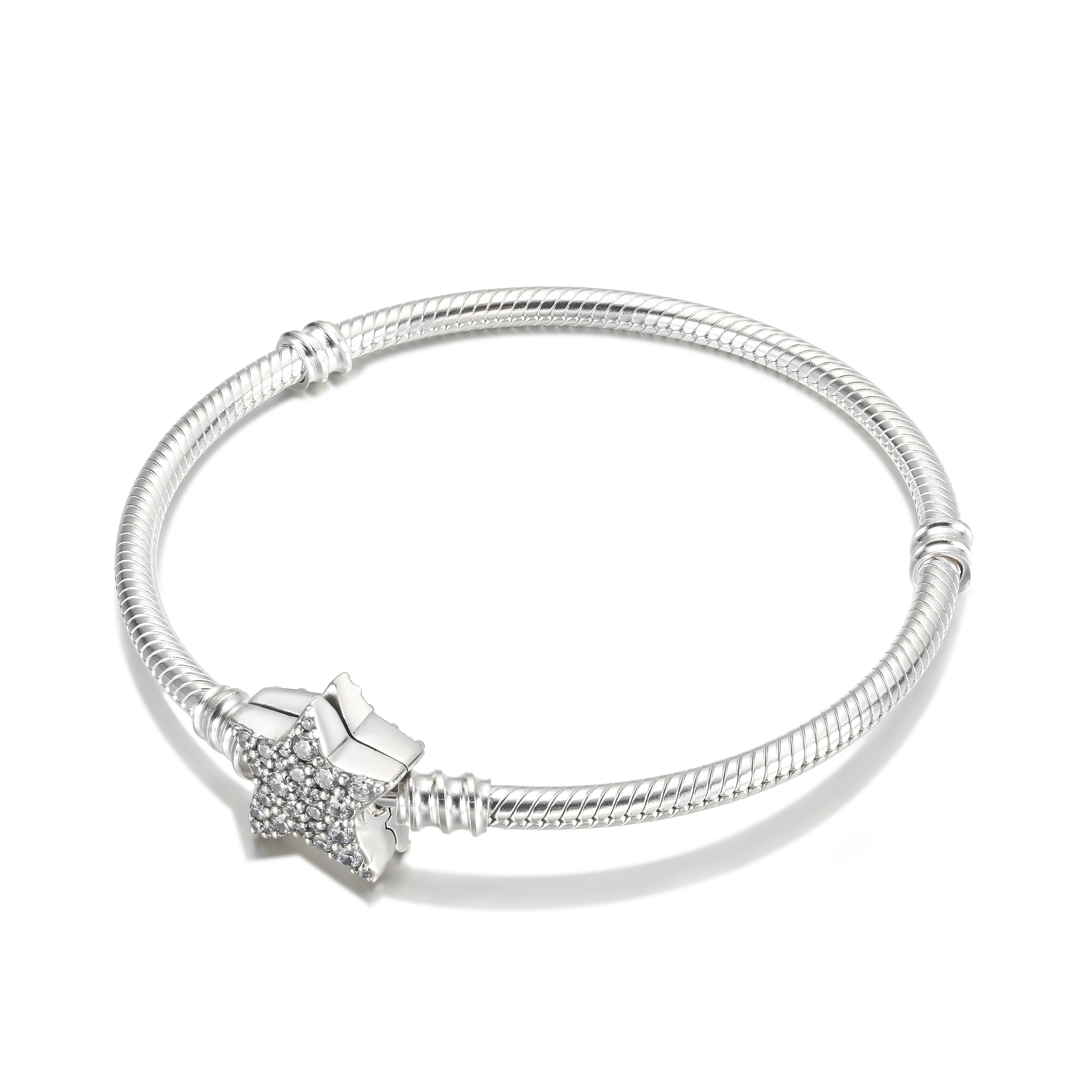 Pandora Moments Snake Chain Armband met Asymmetrische Ster Sluiting - 599639C01
