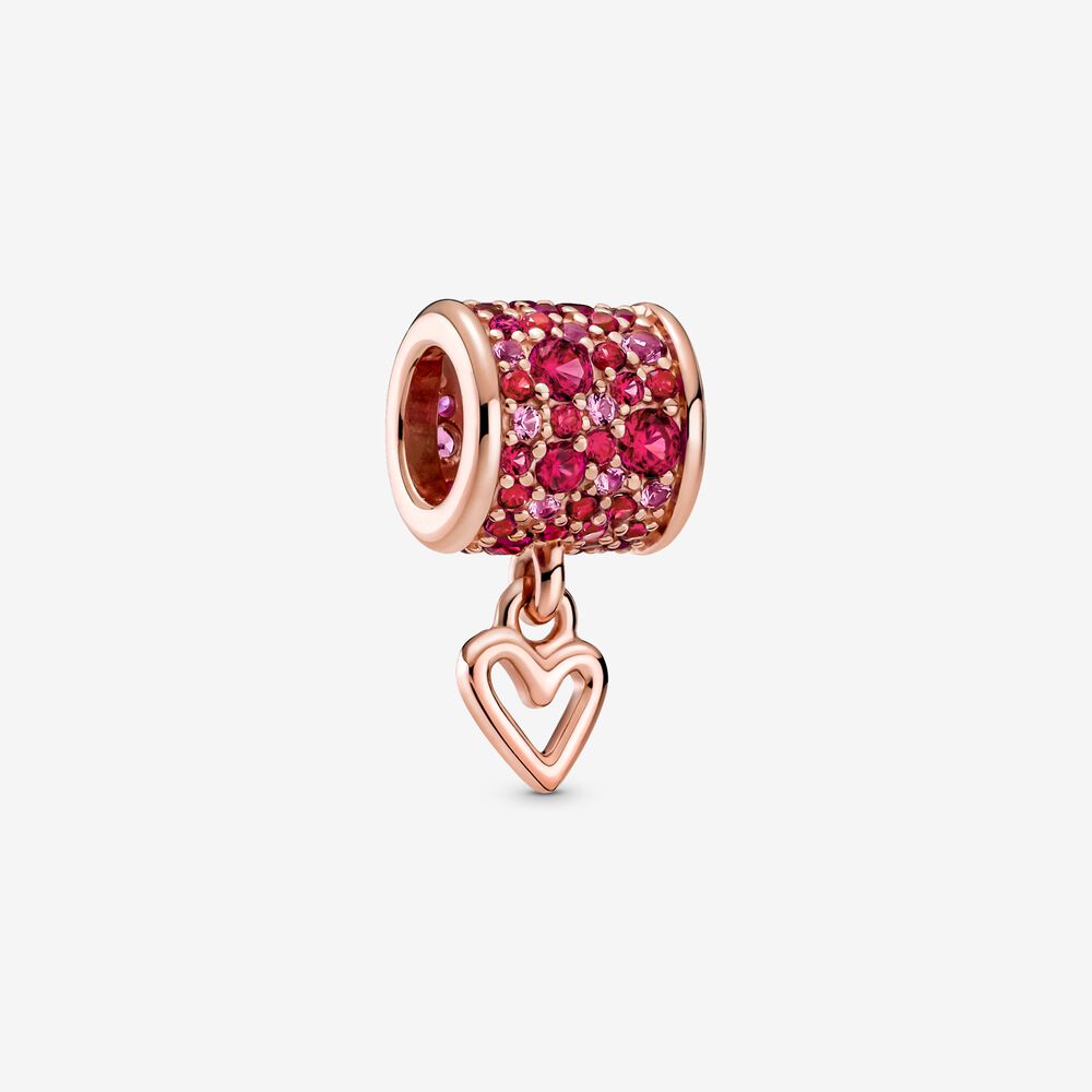 PANDORA Pave Geschetst Hart Cilinderbedel - 789548C01 PANDORA Pave Geschetst Hart Cilinderbedel - 789548C01