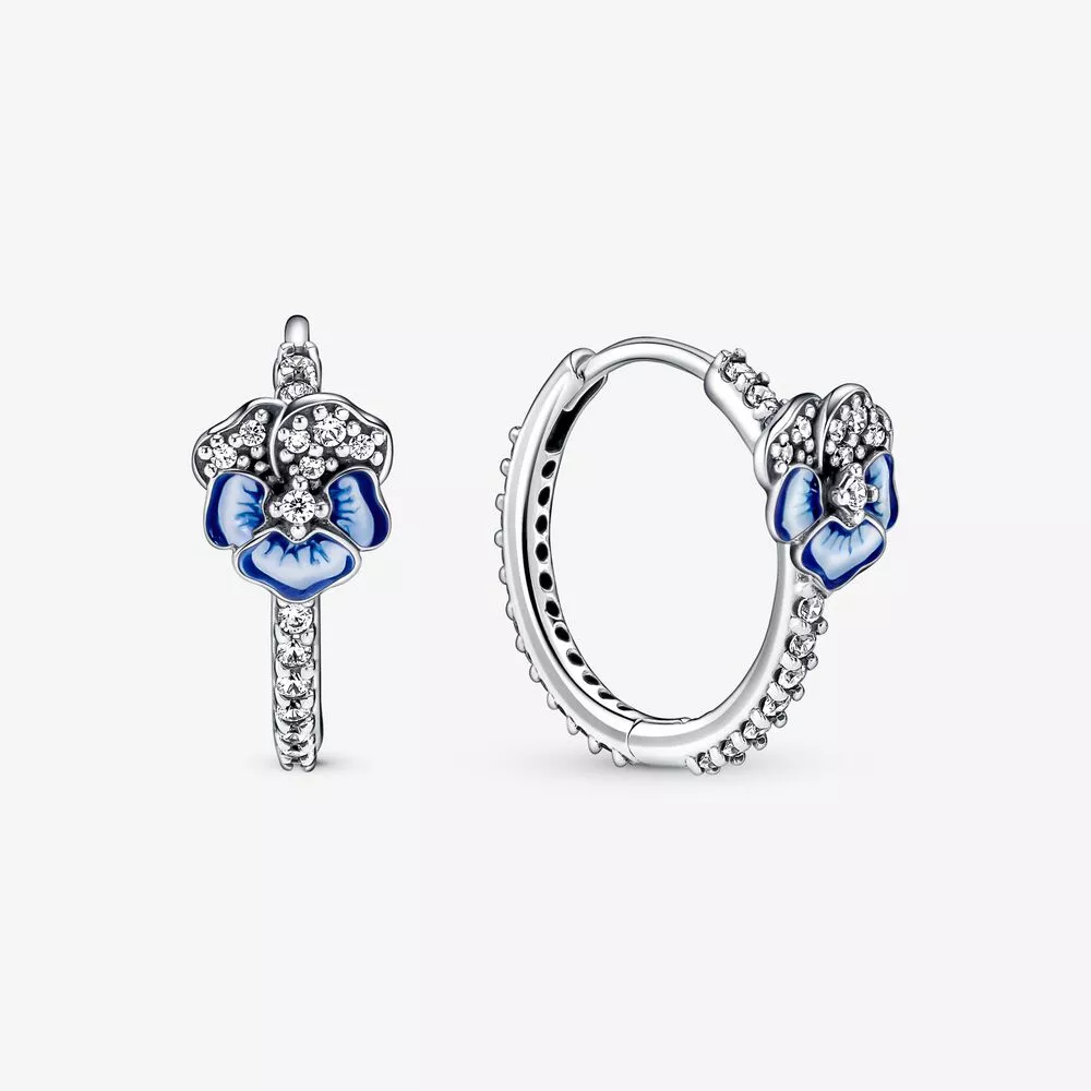 PANDORA Blauw Viooltje Oorringen - 290775C01