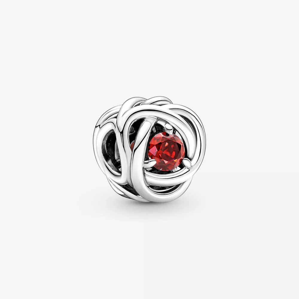 PANDORA Juli Geboortesteen Romantisch Rode Oneindige Cirkel Bedel - 790065C01