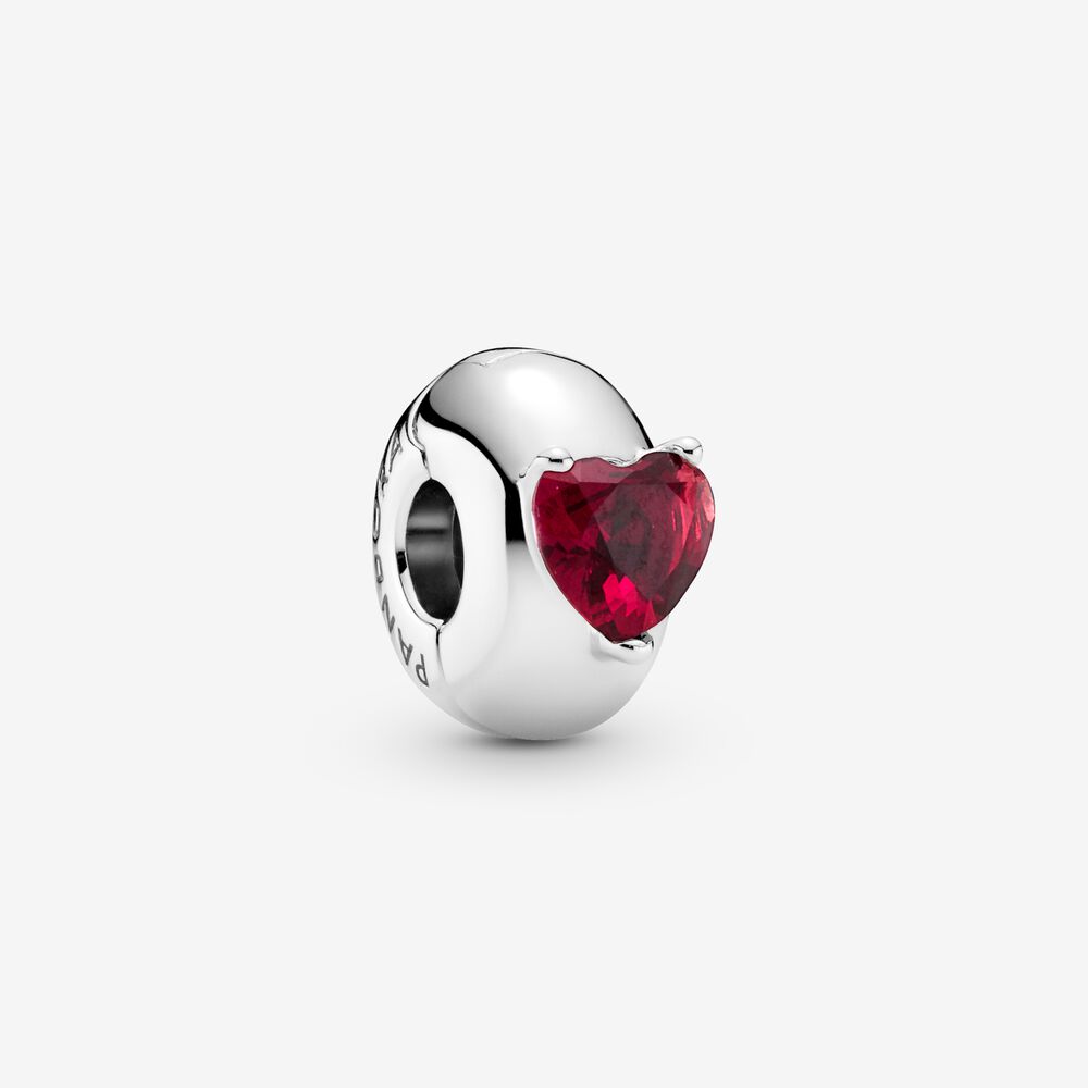 PANDORA Rood Hart Solitaire Clip Bedel - 799203C01 PANDORA Rood Hart Solitaire Clip Bedel - 799203C01