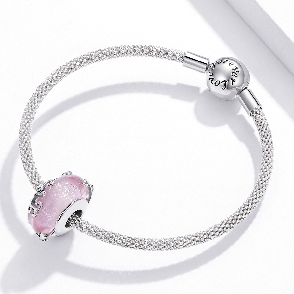 Pandora Style Glanzend glas Bedel - BSC409