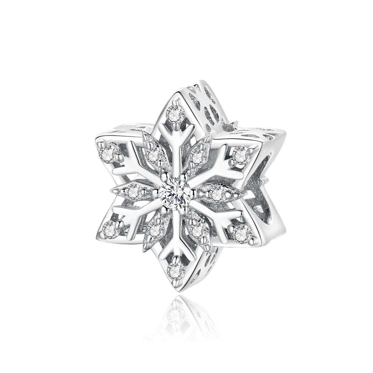 Pandora Style Glanzende sneeuwvlokken Bedel - BSC368