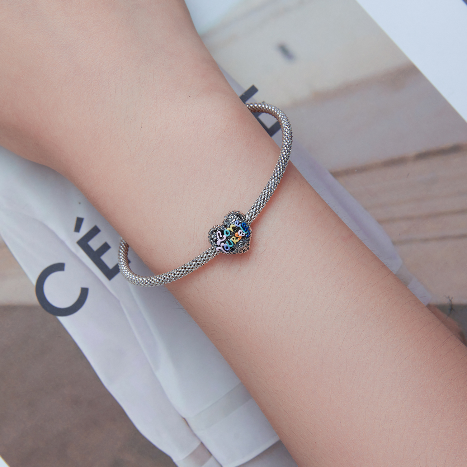Pandora Style Hart patroon Bedel - SCC2354