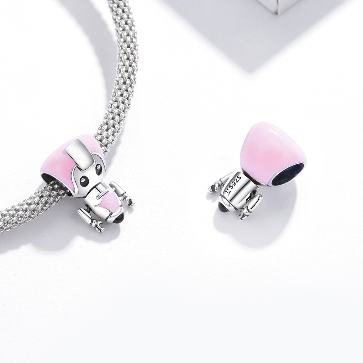 Pandora Style Roze Baby Robot Bedel - SCC1774