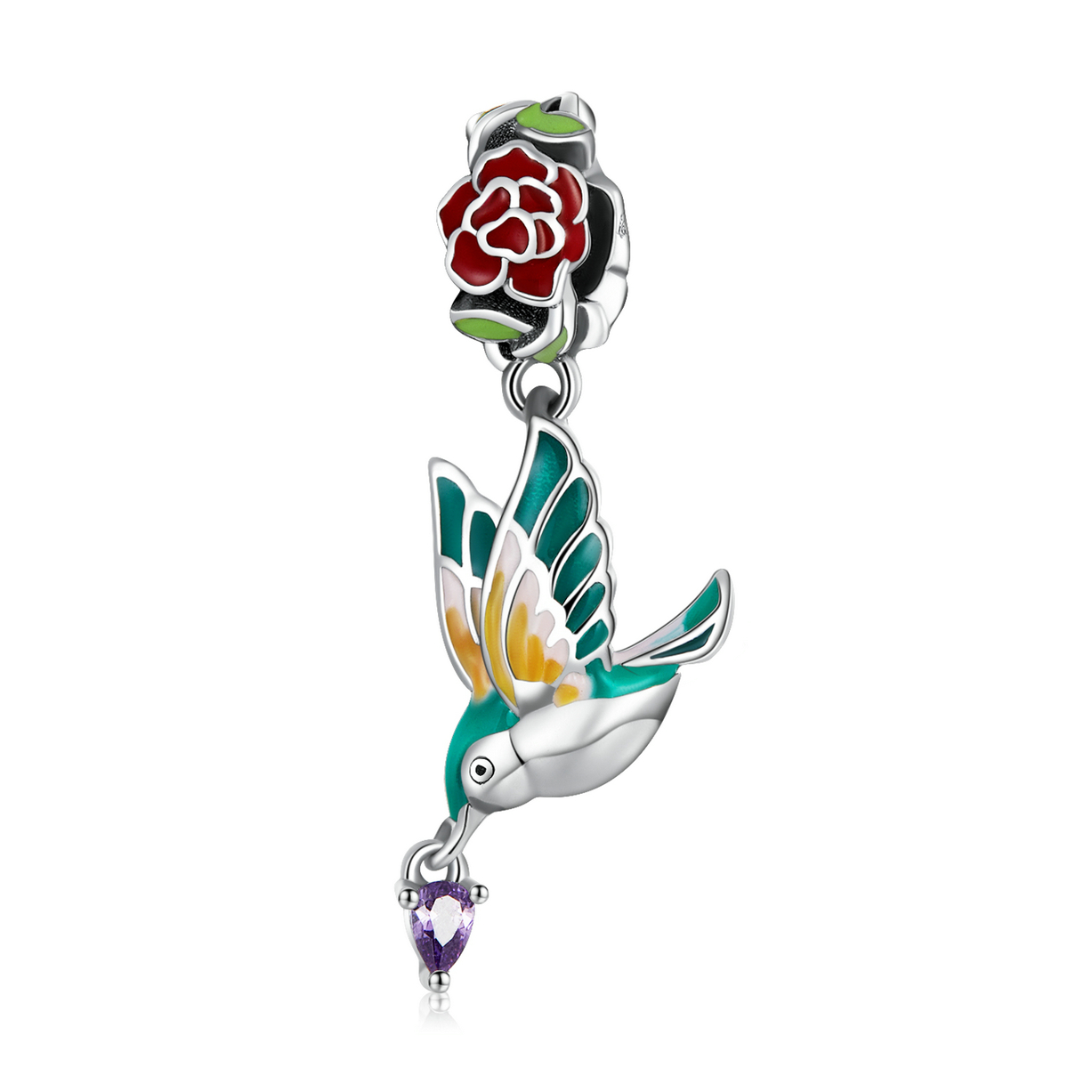 Pandora Style Bloemen en Vogels Hangende Bedel - SCC2195 Pandora Style Bloemen en Vogels Hangende Bedel - SCC2195