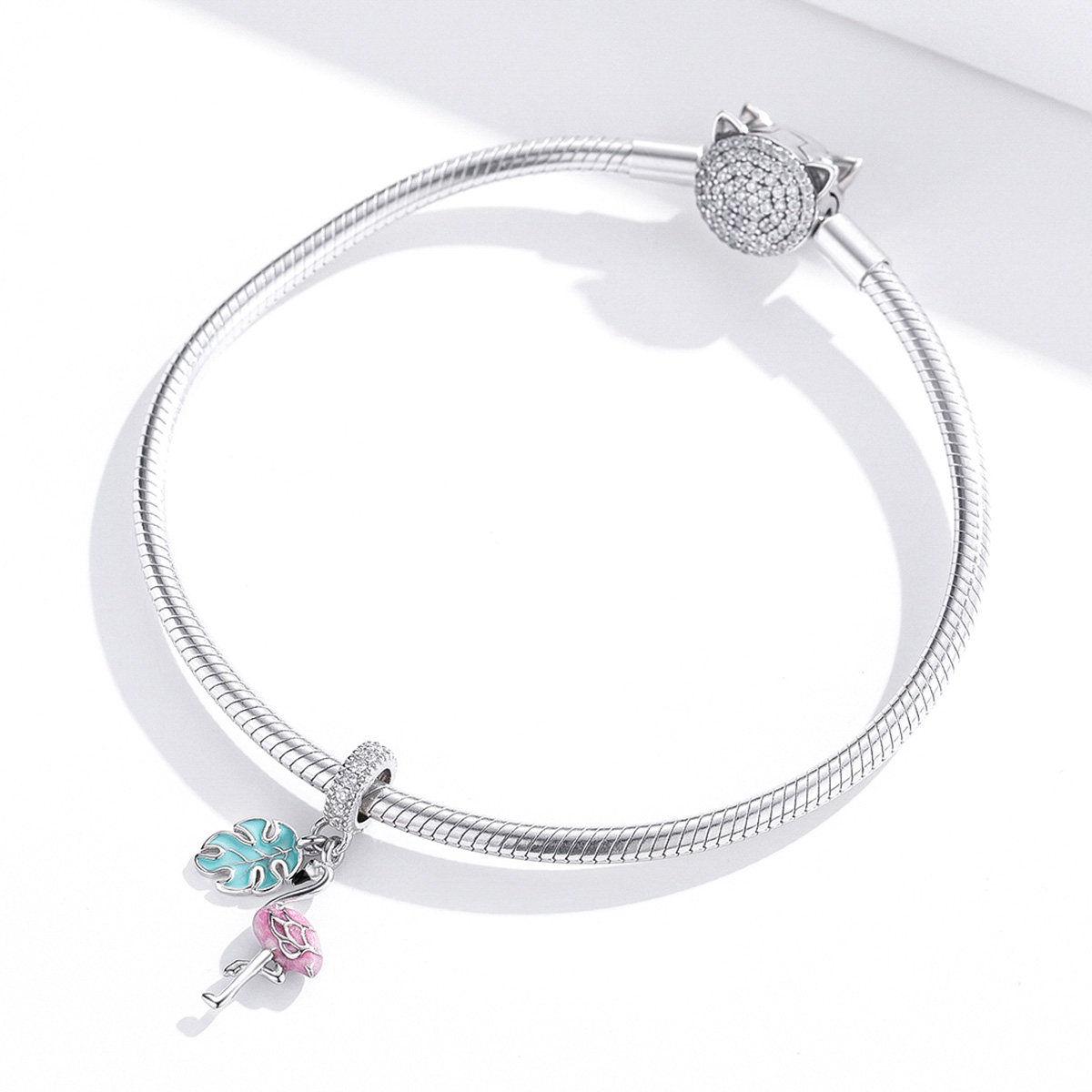 Pandora Style Flamingo Hangende Bedel - BSC277