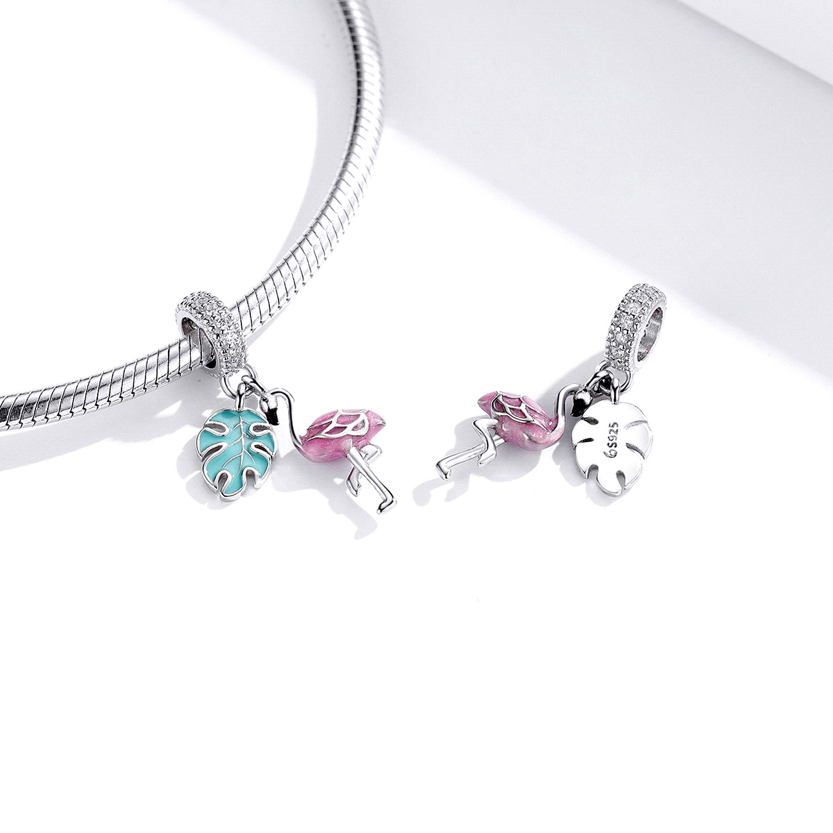 Pandora Style Flamingo Hangende Bedel - BSC277
