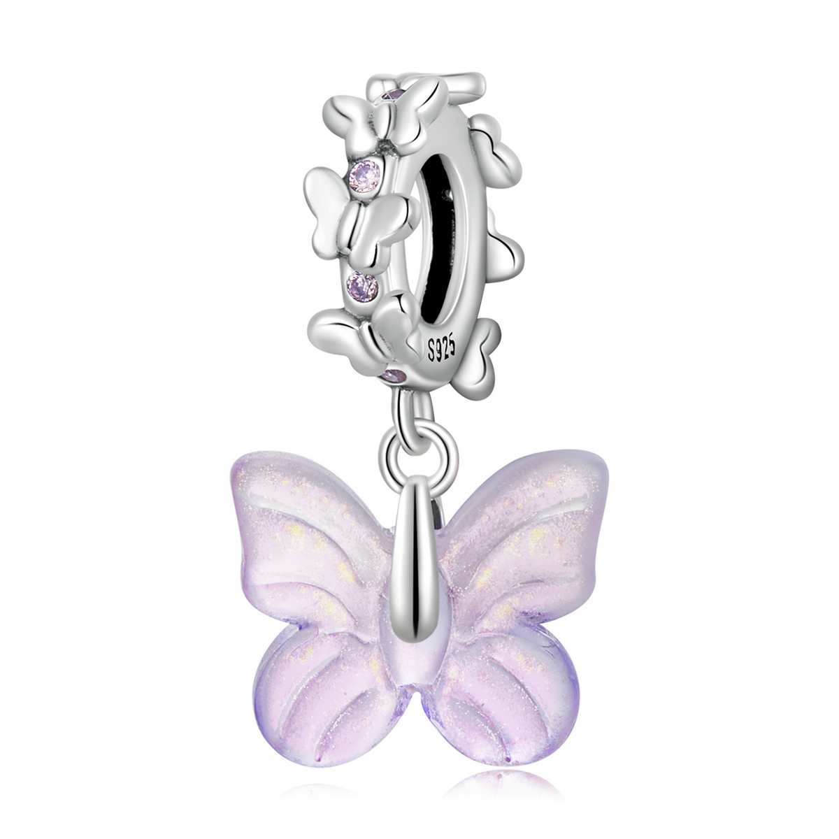 Pandora Style Glas Vlinder Hangende Bedel - SCC2087
