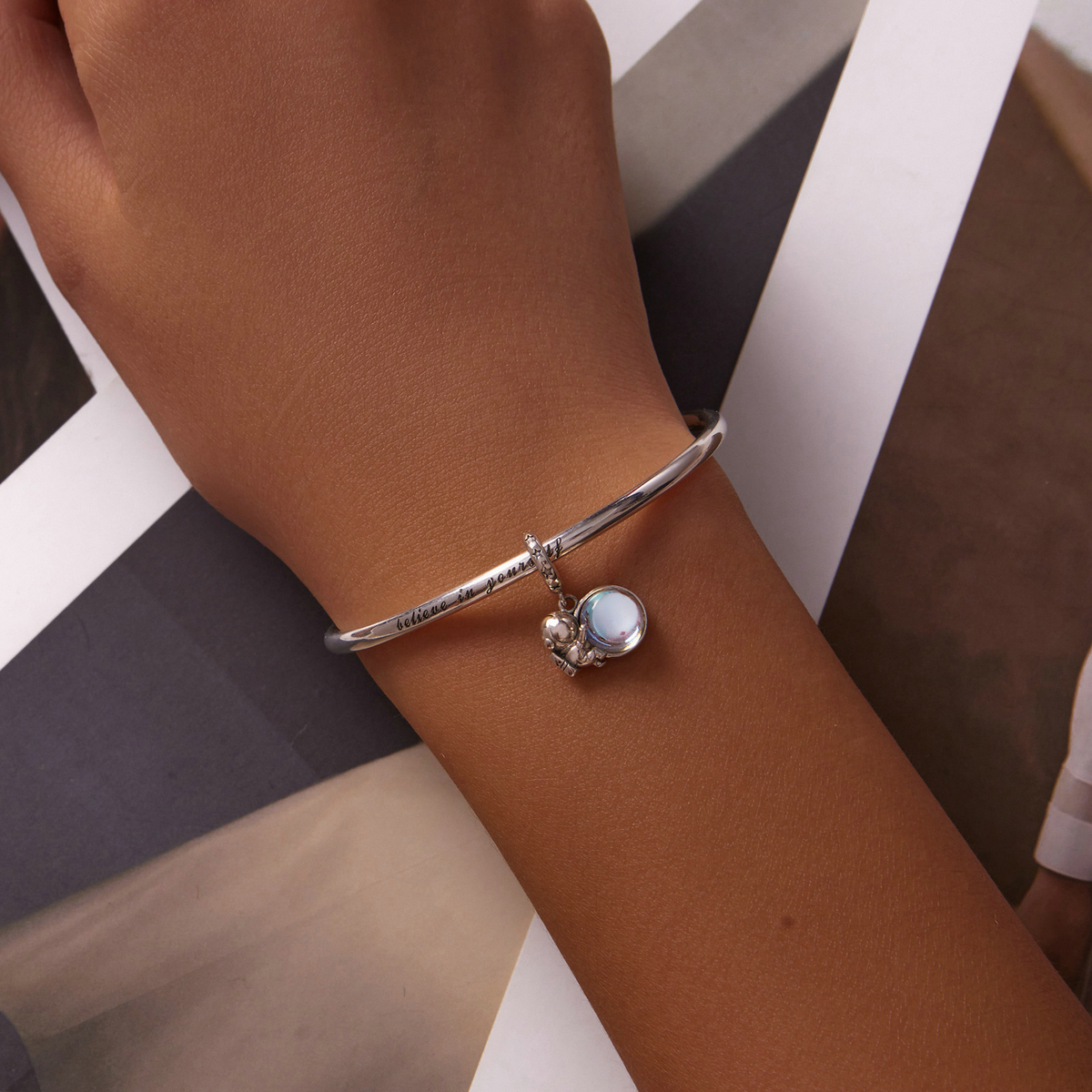 Pandora Style Maan Astronaut Hangende Bedel - BSC581