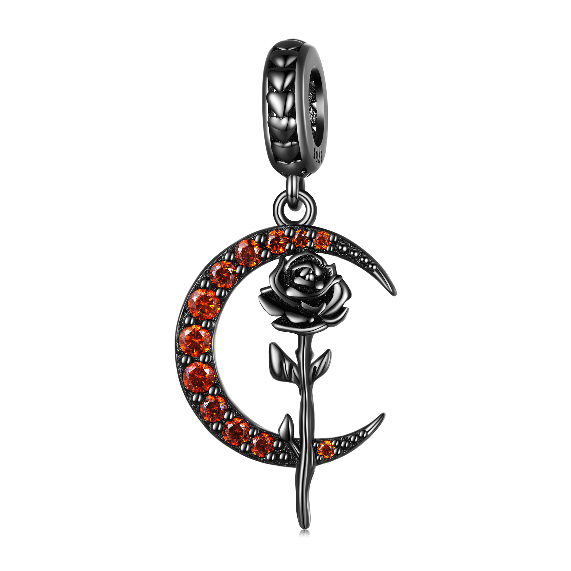 Pandora Style Maan Roos Hangende Bedel - SCC2384 Pandora Style Maan Roos Hangende Bedel - SCC2384