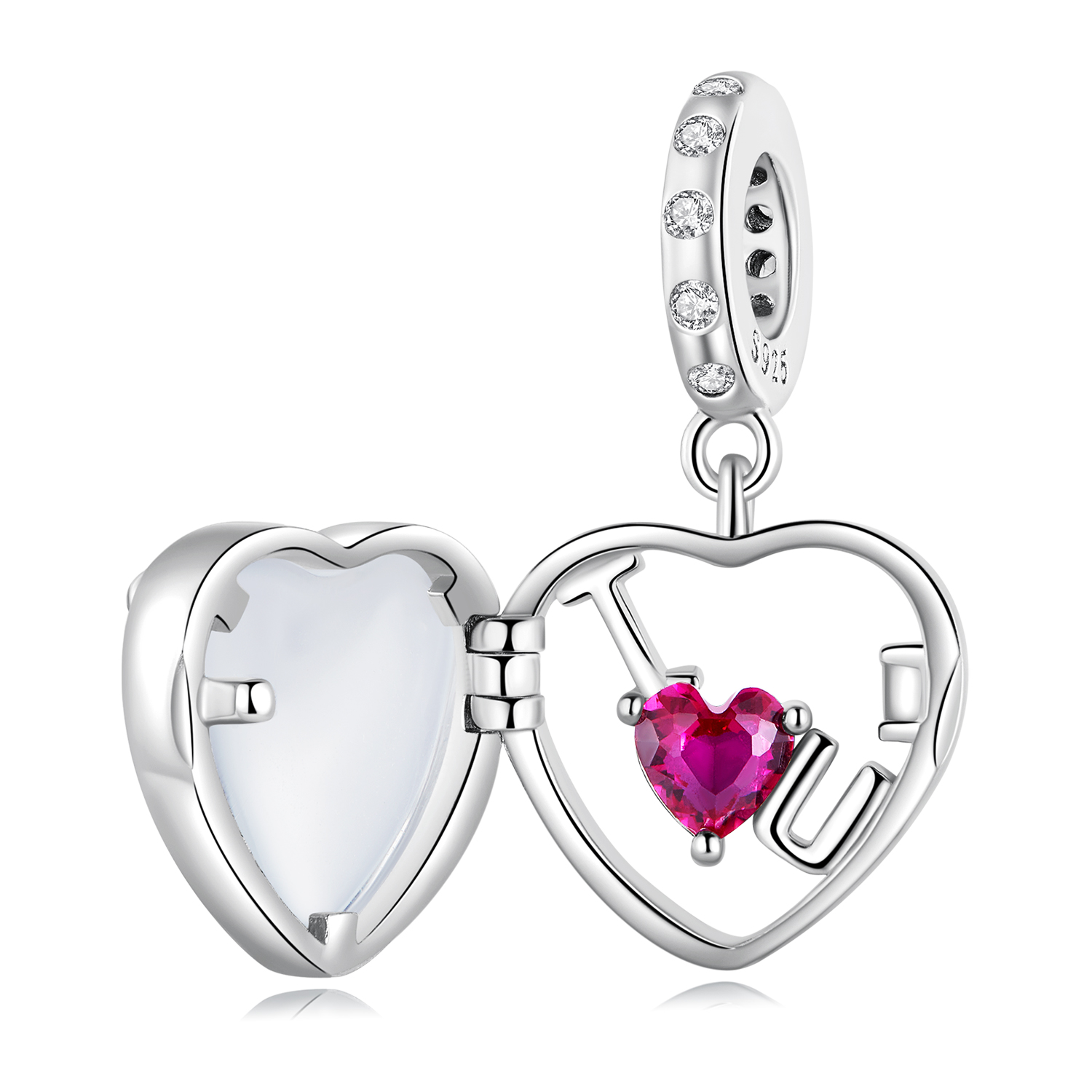 Pandora Style Medaillon Ik hou van je Hangende Bedel - BSC681 Pandora Style Medaillon Ik hou van je Hangende Bedel - BSC681