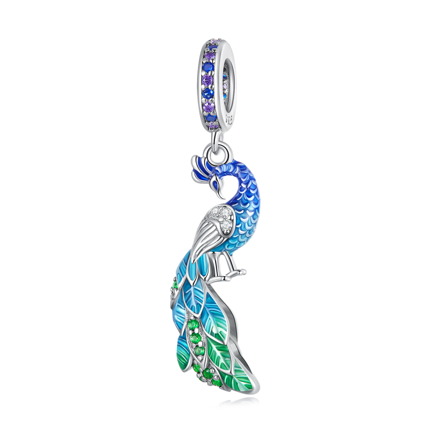 Pandora Style Pauw Hangende Bedel - BSC696 Pandora Style Pauw Hangende Bedel - BSC696