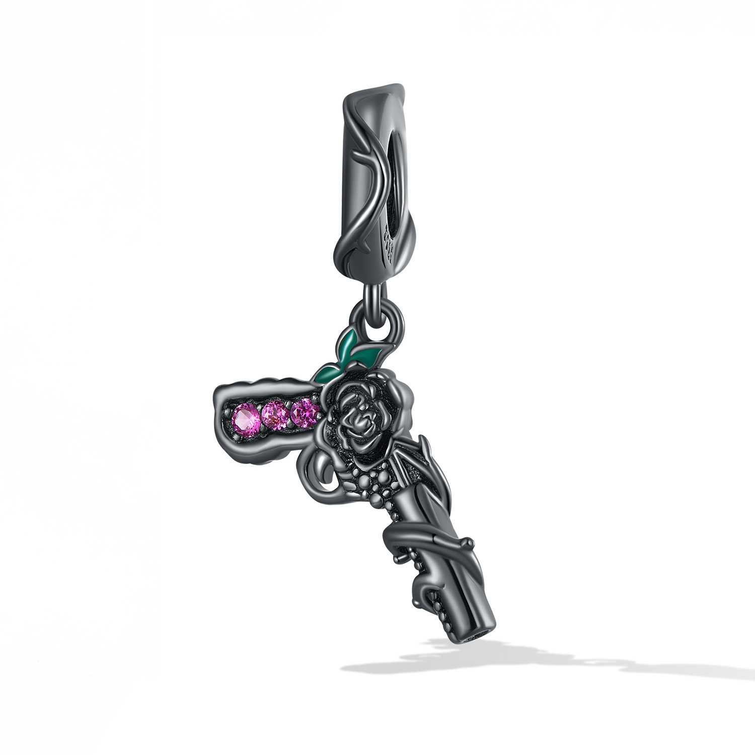 Pandora Style Rose Pistool Hangende Bedel - SCC2241