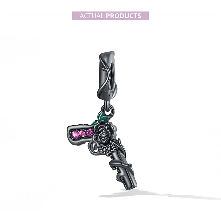 Pandora Style Rose Pistool Hangende Bedel - SCC2241