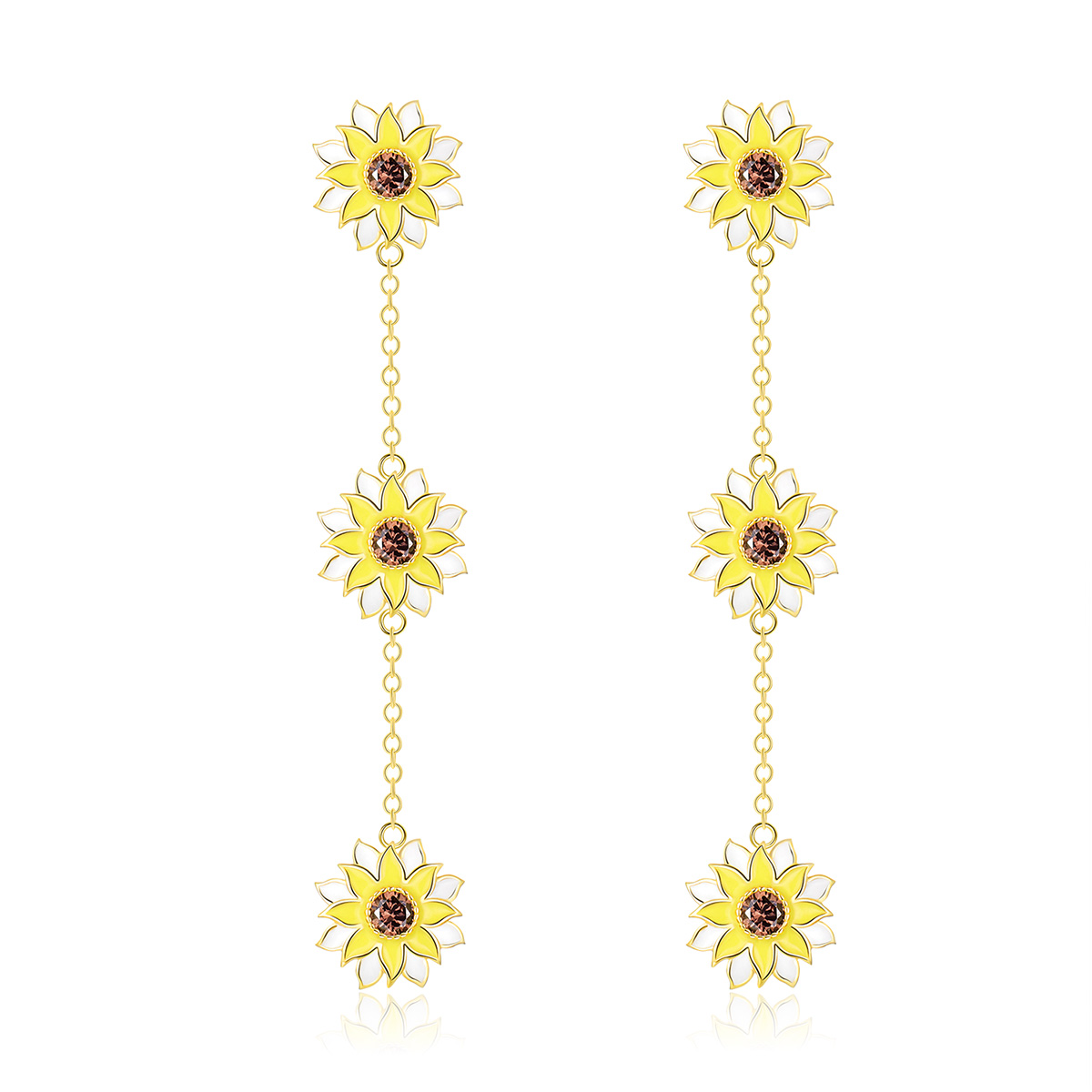 Pandora Style Zonnebloem Oorhangers - BSE187 Pandora Style Zonnebloem Oorhangers - BSE187