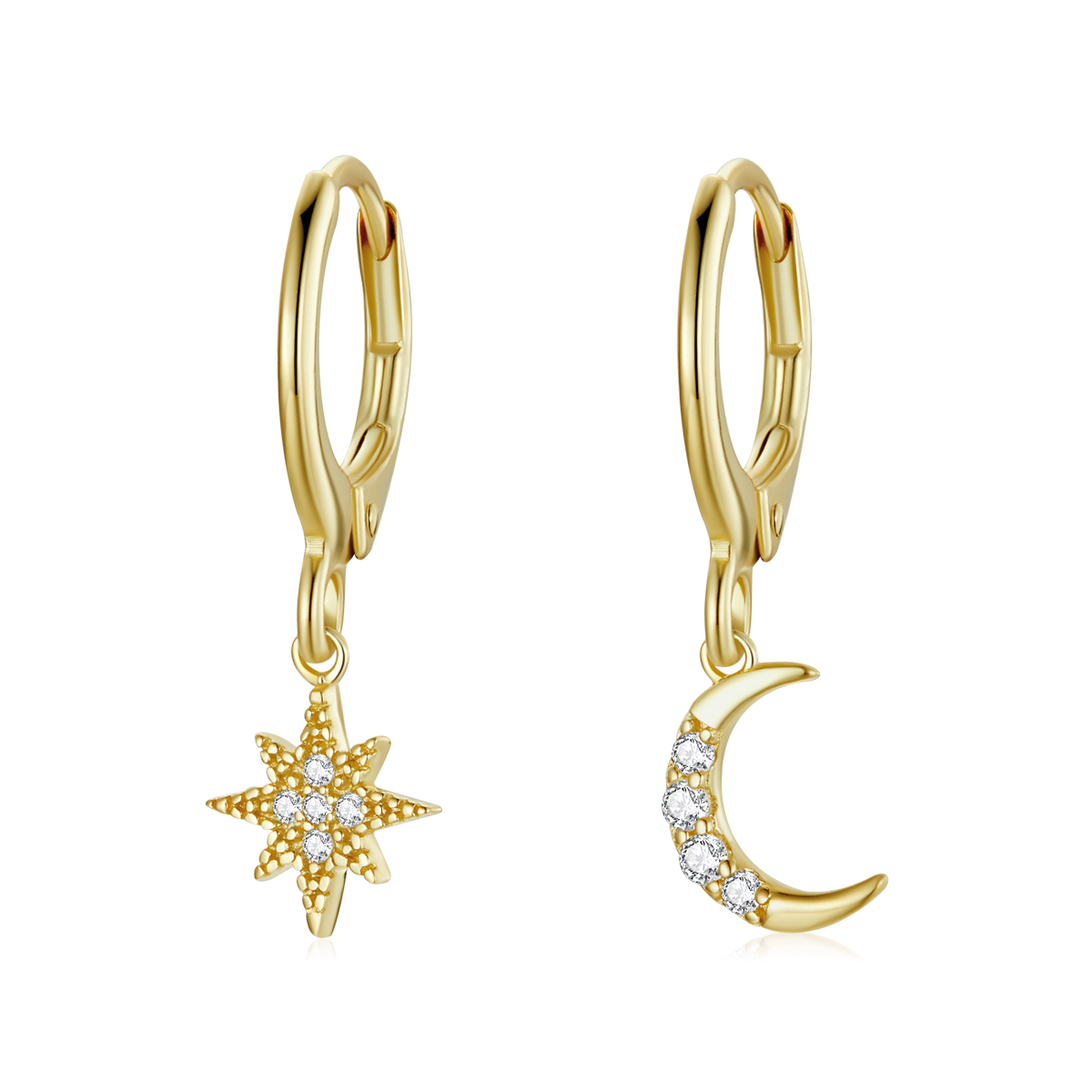 Pandora Style Gouden Maan Oorbellen - SCE1267 Pandora Style Gouden Maan Oorbellen - SCE1267