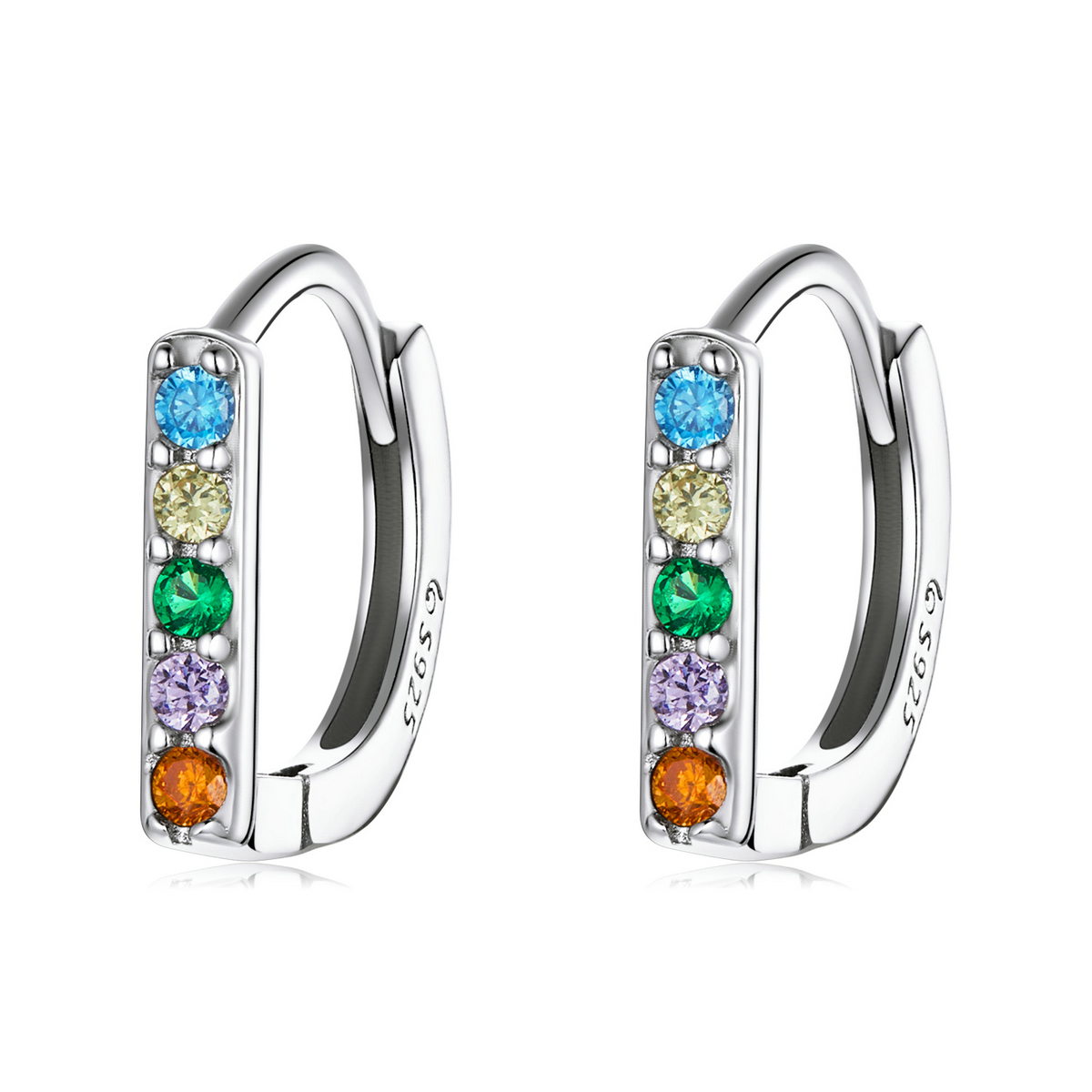Pandora Style Kleurrijke Zirkoon Oorbellen - BSE576 Pandora Style Kleurrijke Zirkoon Oorbellen - BSE576