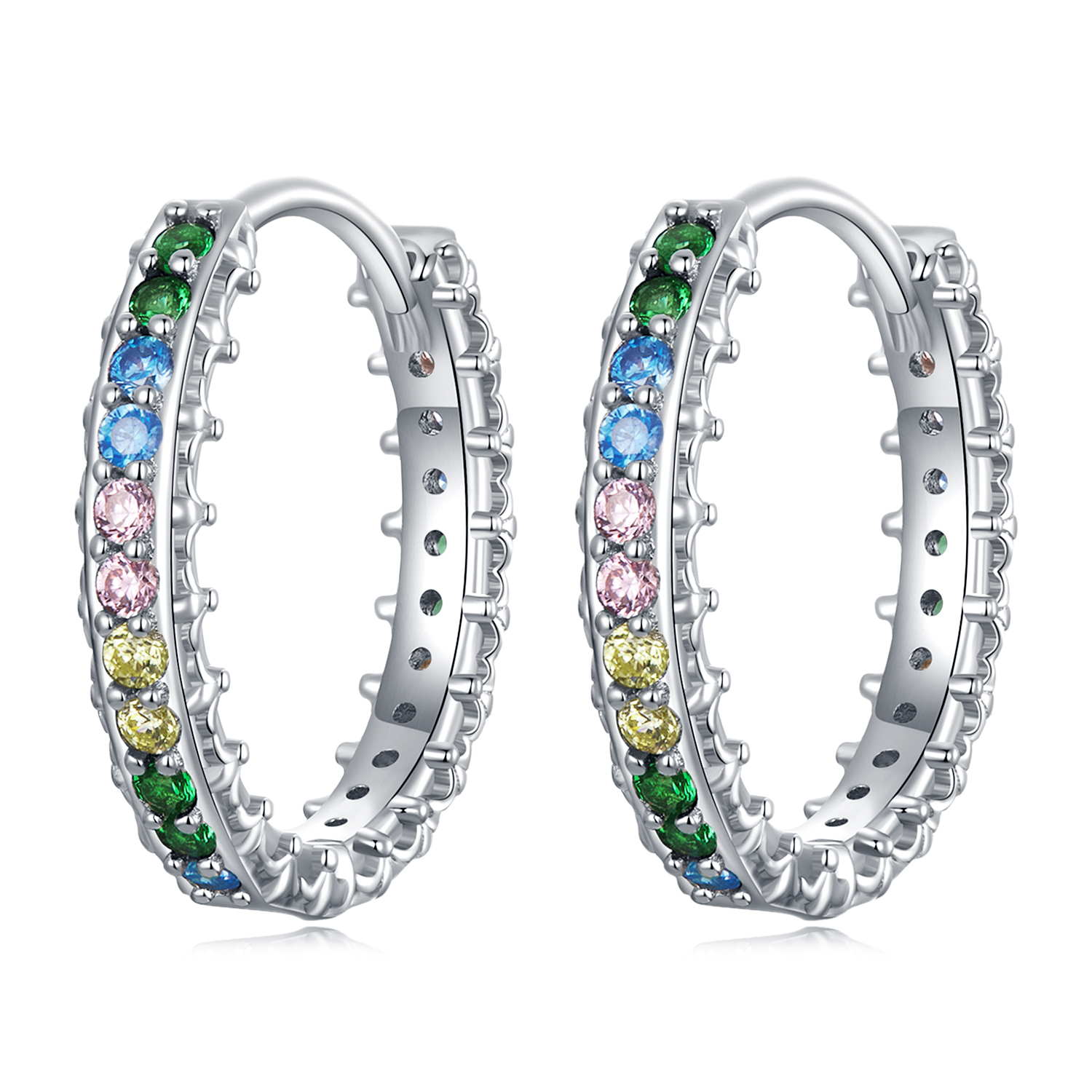 Pandora Style Patroon Kleur Zirkonium Oorbellen - BSE683 Pandora Style Patroon Kleur Zirkonium Oorbellen - BSE683