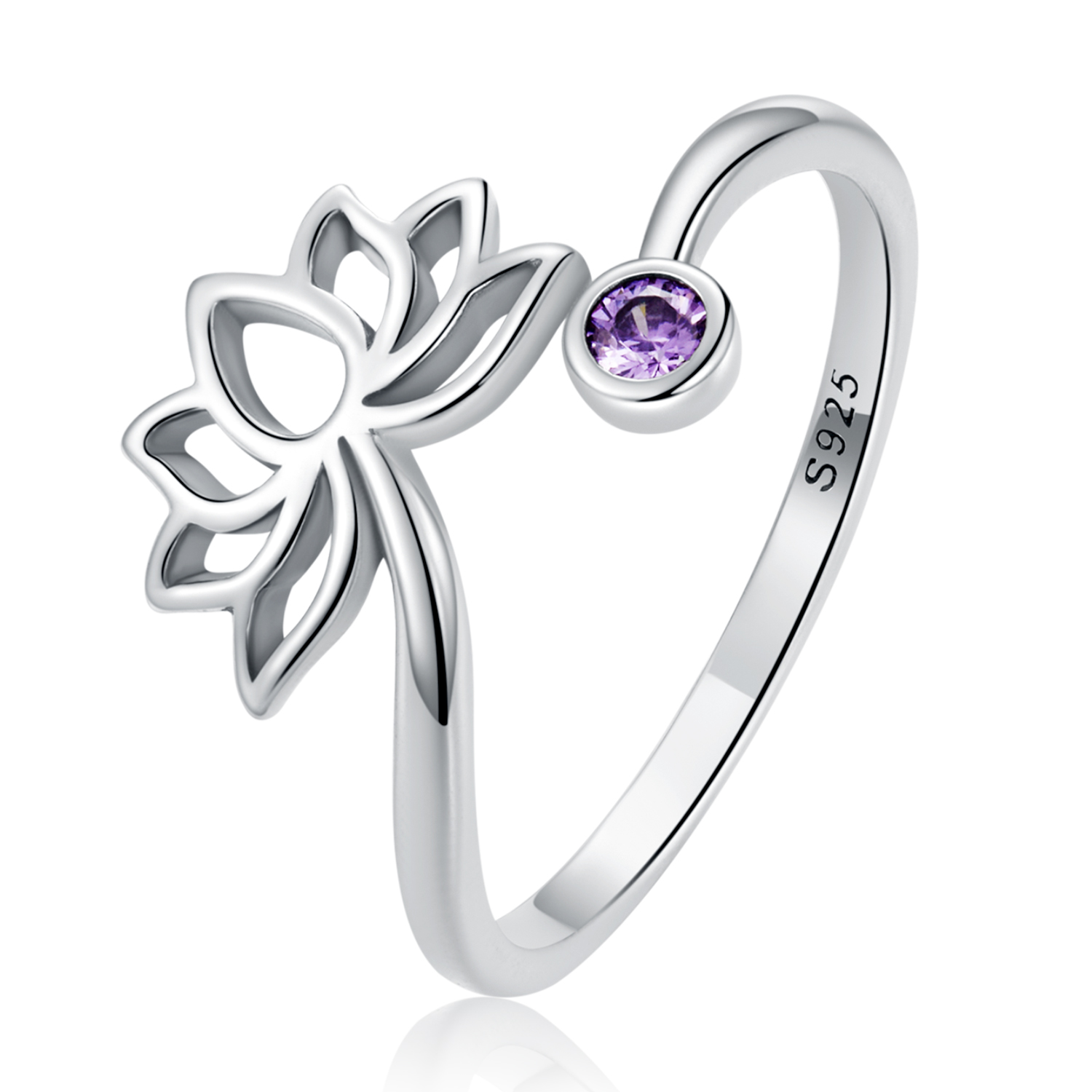 Pandora Style Eenvoudige Lotus Open Ring - SCR821 Pandora Style Eenvoudige Lotus Open Ring - SCR821