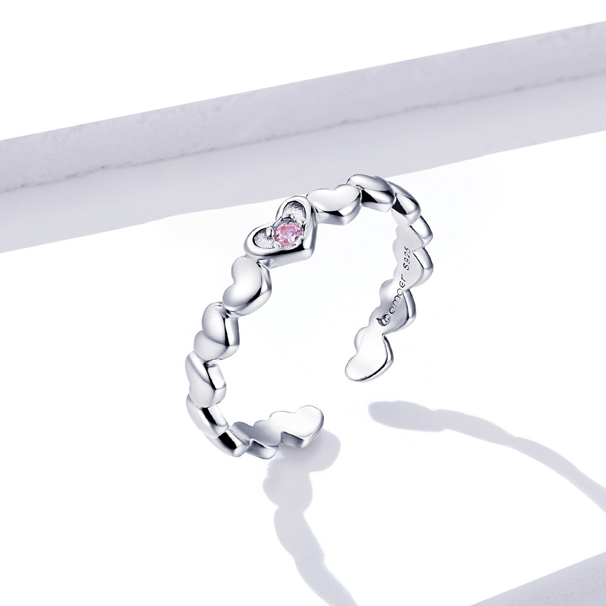 Pandora Style Hart Spiegel Open Ring - BSR100