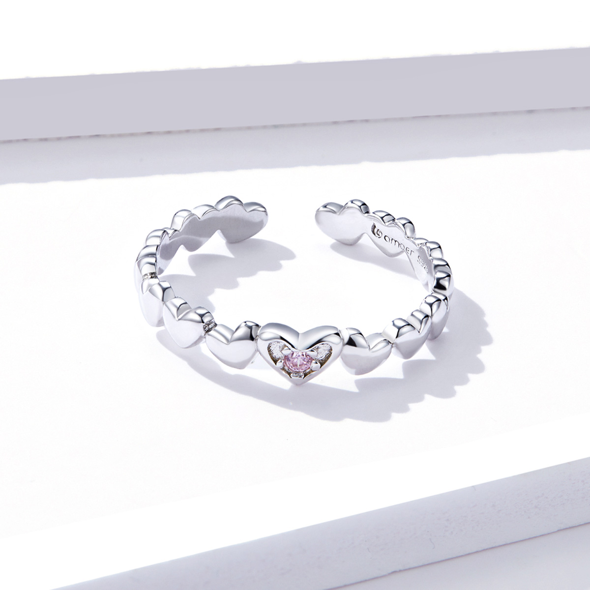 Pandora Style Hart Spiegel Open Ring - BSR100