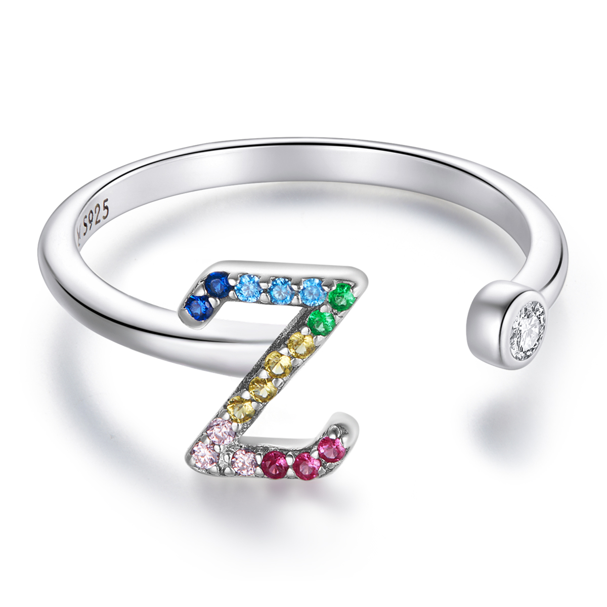 Pandora Style Kleurrijke Letter-Z Open Ring - SCR723-Z Pandora Style Kleurrijke Letter-Z Open Ring - SCR723-Z