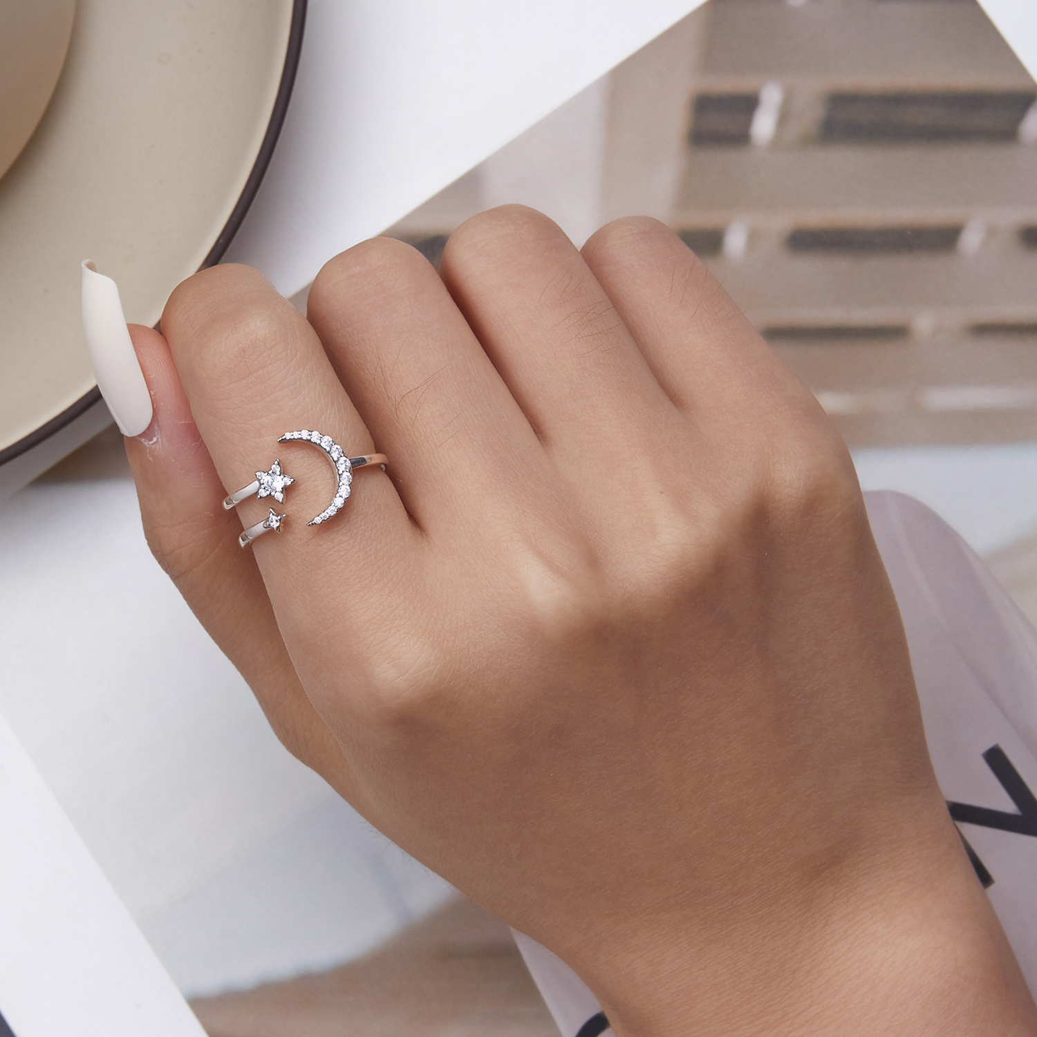 Pandora Style Maan en sterren Open Ring - BSR305