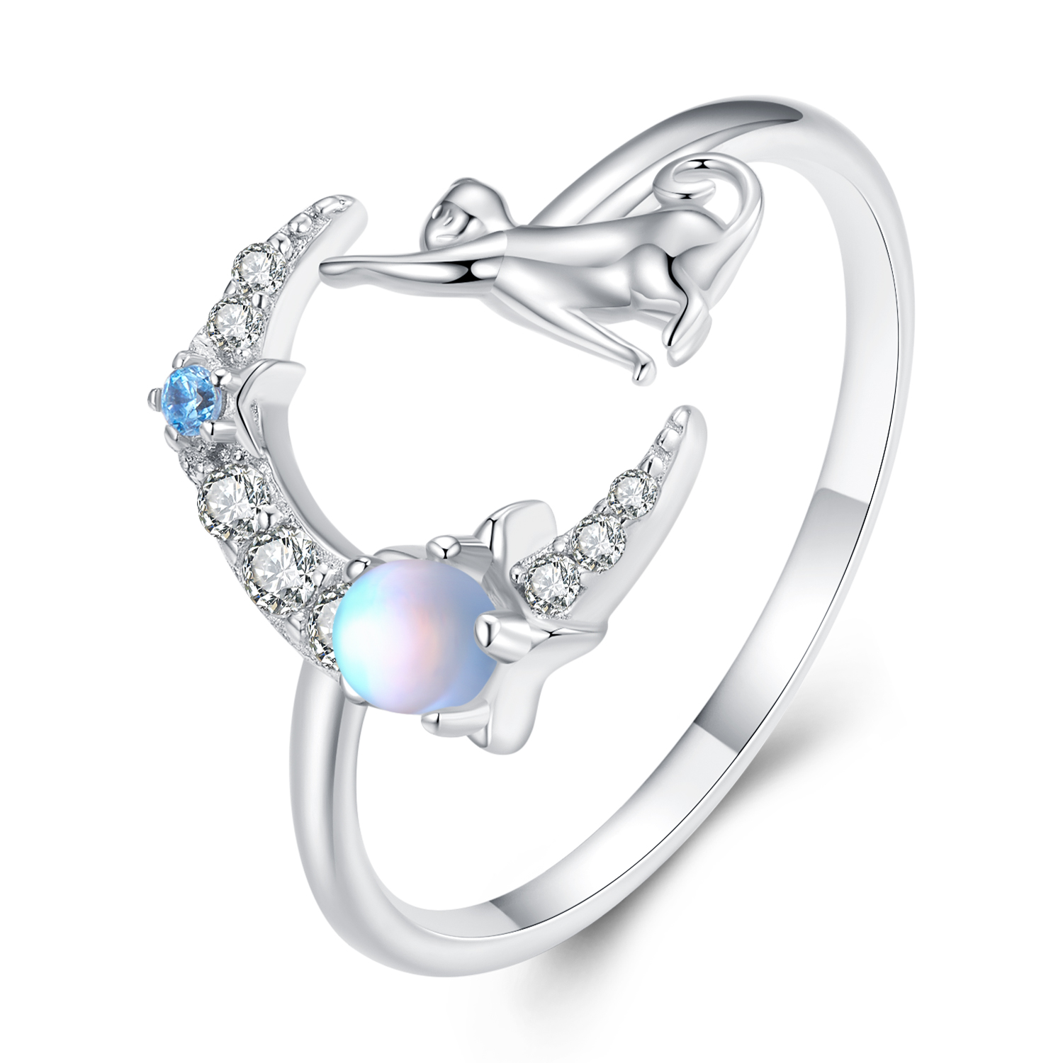 Pandora Style Maan Kat Open Ring - BSR315 Pandora Style Maan Kat Open Ring - BSR315