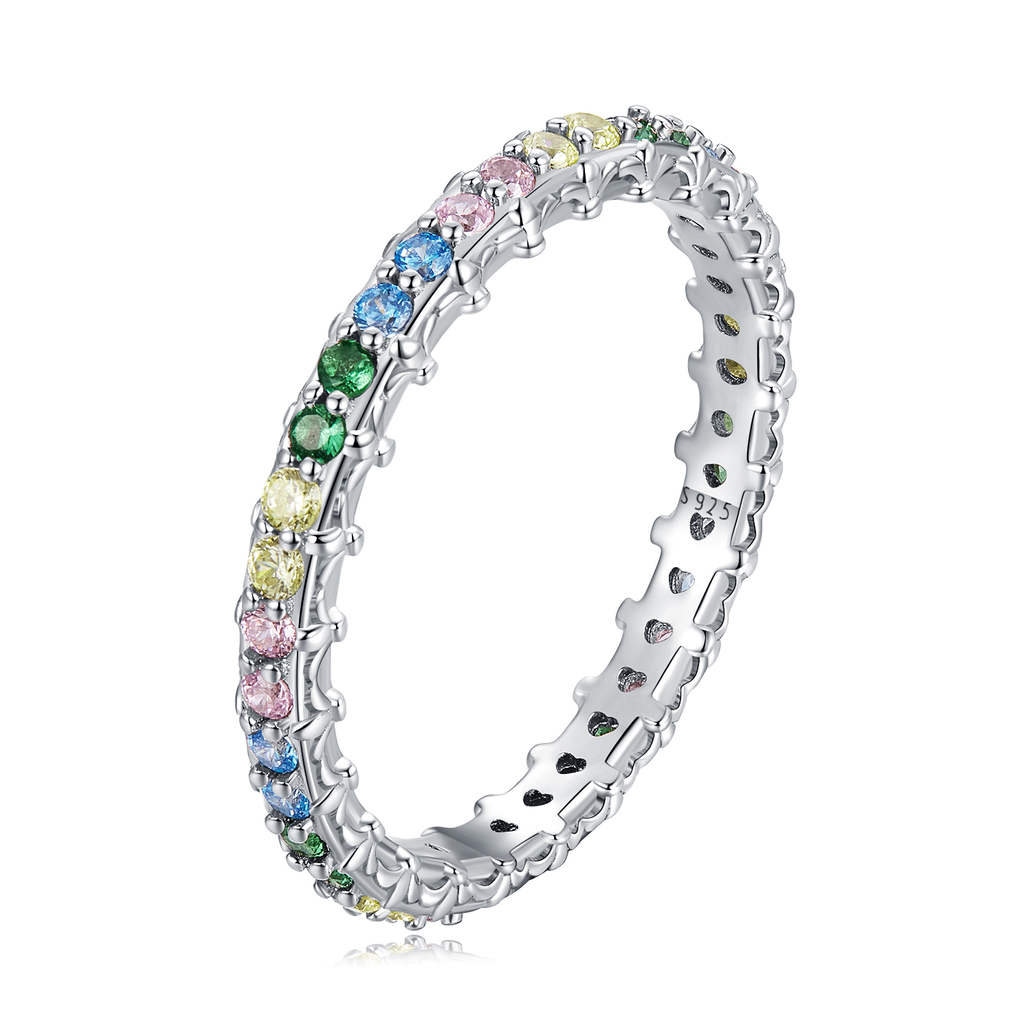 Pandora Style Patroon Kleur Zirkonium Ring - BSR277-CF Pandora Style Patroon Kleur Zirkonium Ring - BSR277-CF