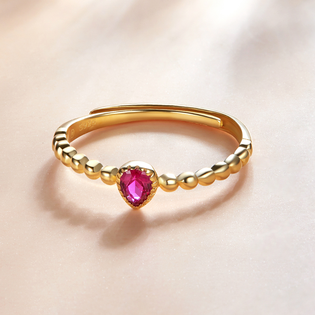 Pandora Style Rozenwaterdruppel Ring - SCR745