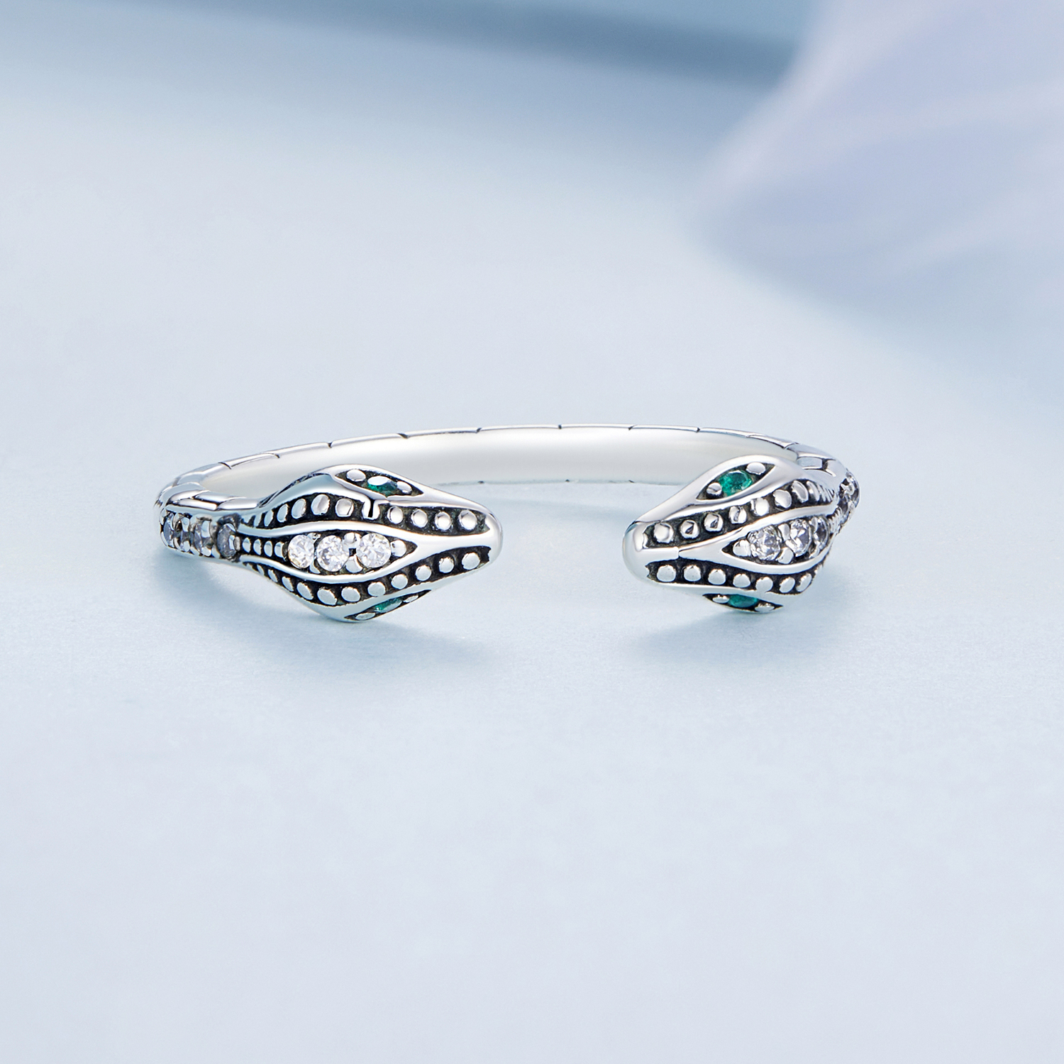 Pandora Style Tweekoppige slang Open Ring - BSR317