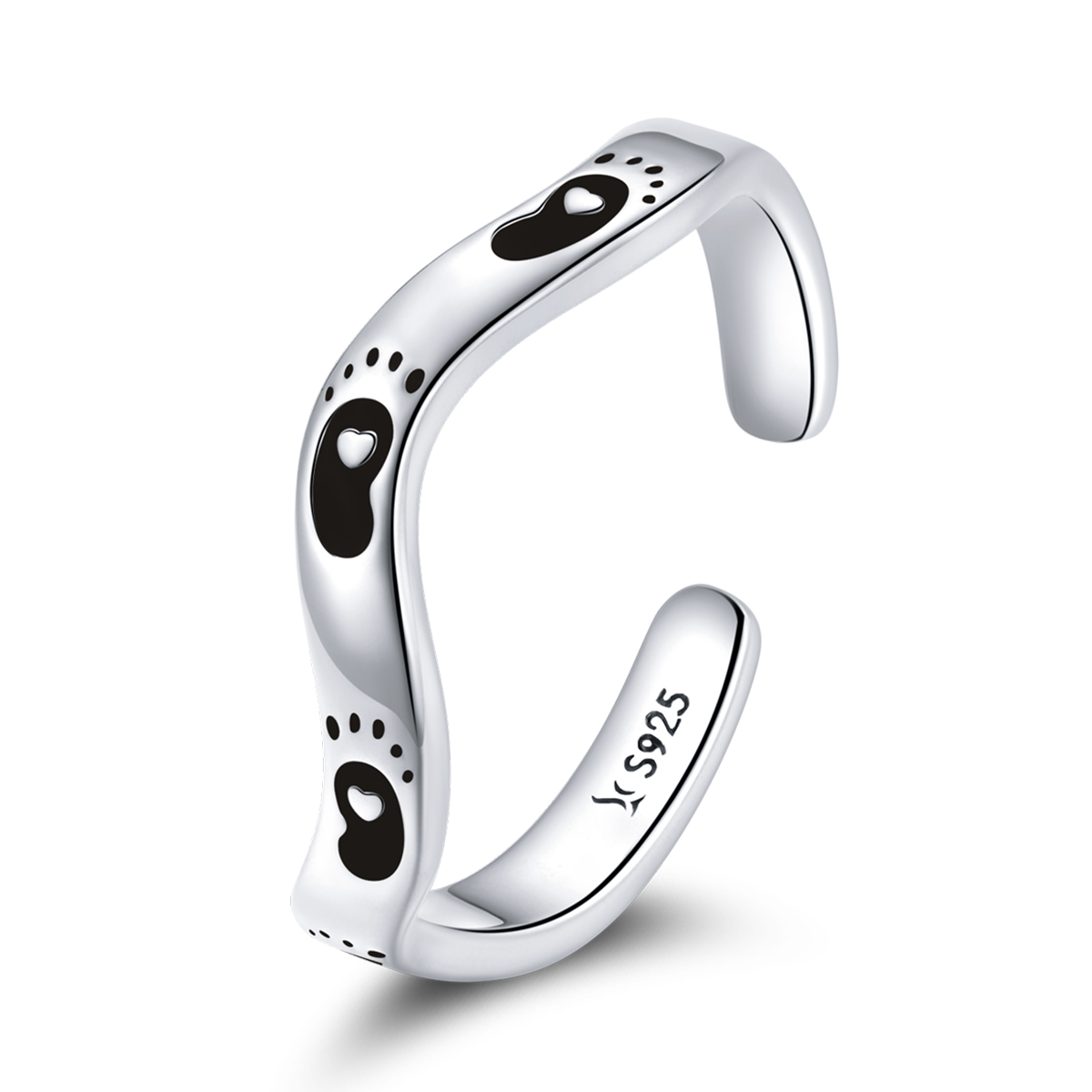 Pandora Style Voetafdruk Open Ring - SCR712 Pandora Style Voetafdruk Open Ring - SCR712