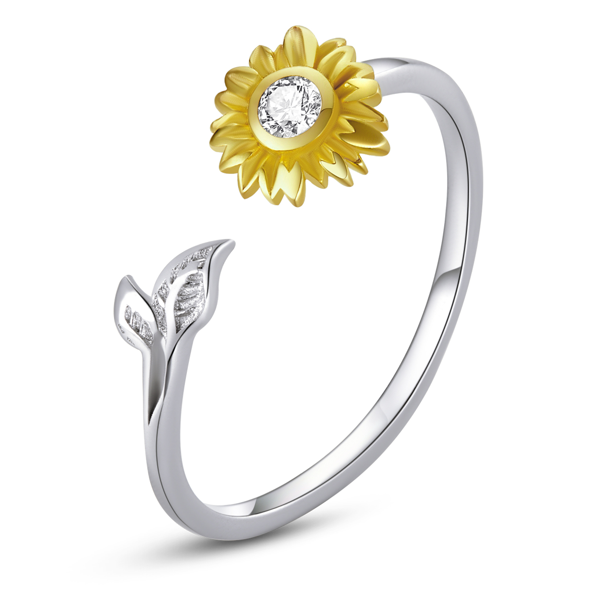 Pandora Style Zonnebloem Open Ring - BSR213 Pandora Style Zonnebloem Open Ring - BSR213