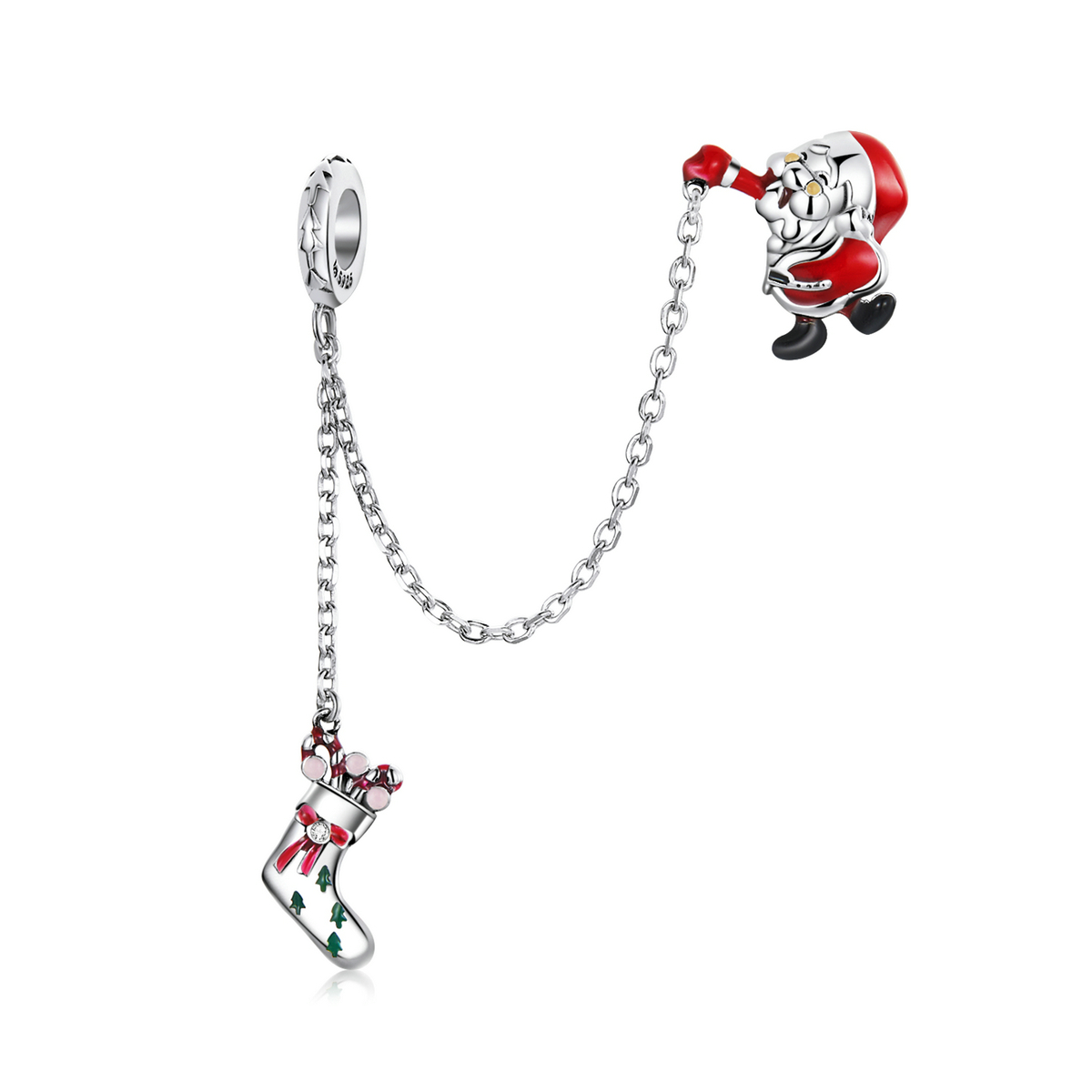 Pandora Style Kerstman Veiligheidsketting - BSC542 Pandora Style Kerstman Veiligheidsketting - BSC542