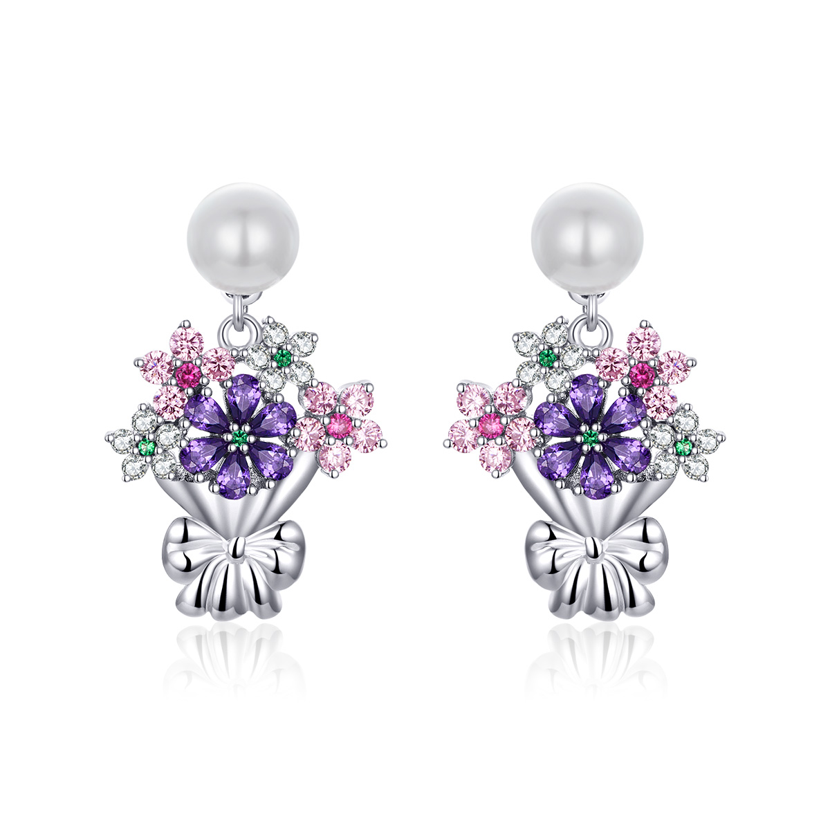 Pandora Style Bloemen vasthouden Oorknopjes - BSE152
